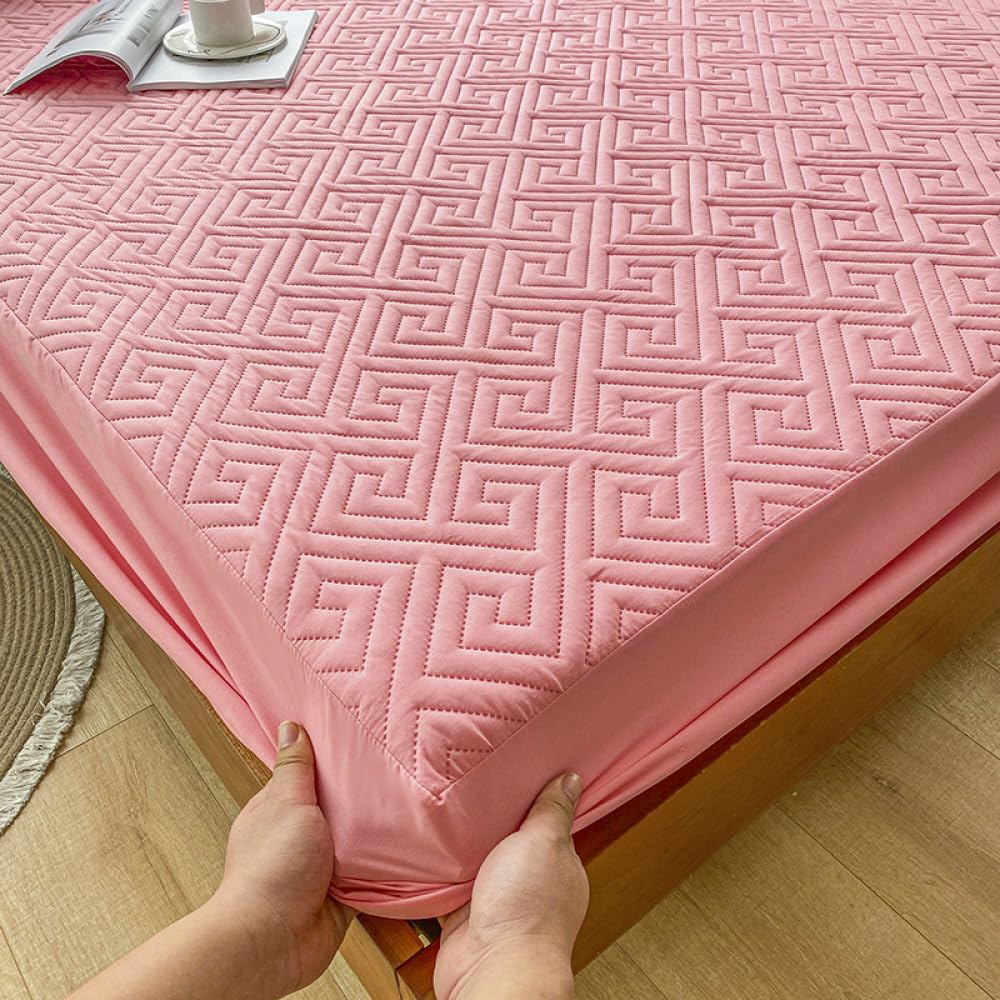 Générique Drap-Housse réglable épais matelassé gaufré 160x200, protège-Matelas sans taie d'oreiller, Gris 80x200x30cm