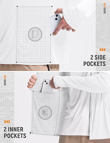 Miniatura 4 de baleaf Chaqueta ligera con capucha y cremallera completa UPF 50+ para hombre, camisa de enfriamiento de manga larga con bolsillo, senderismo, pesca