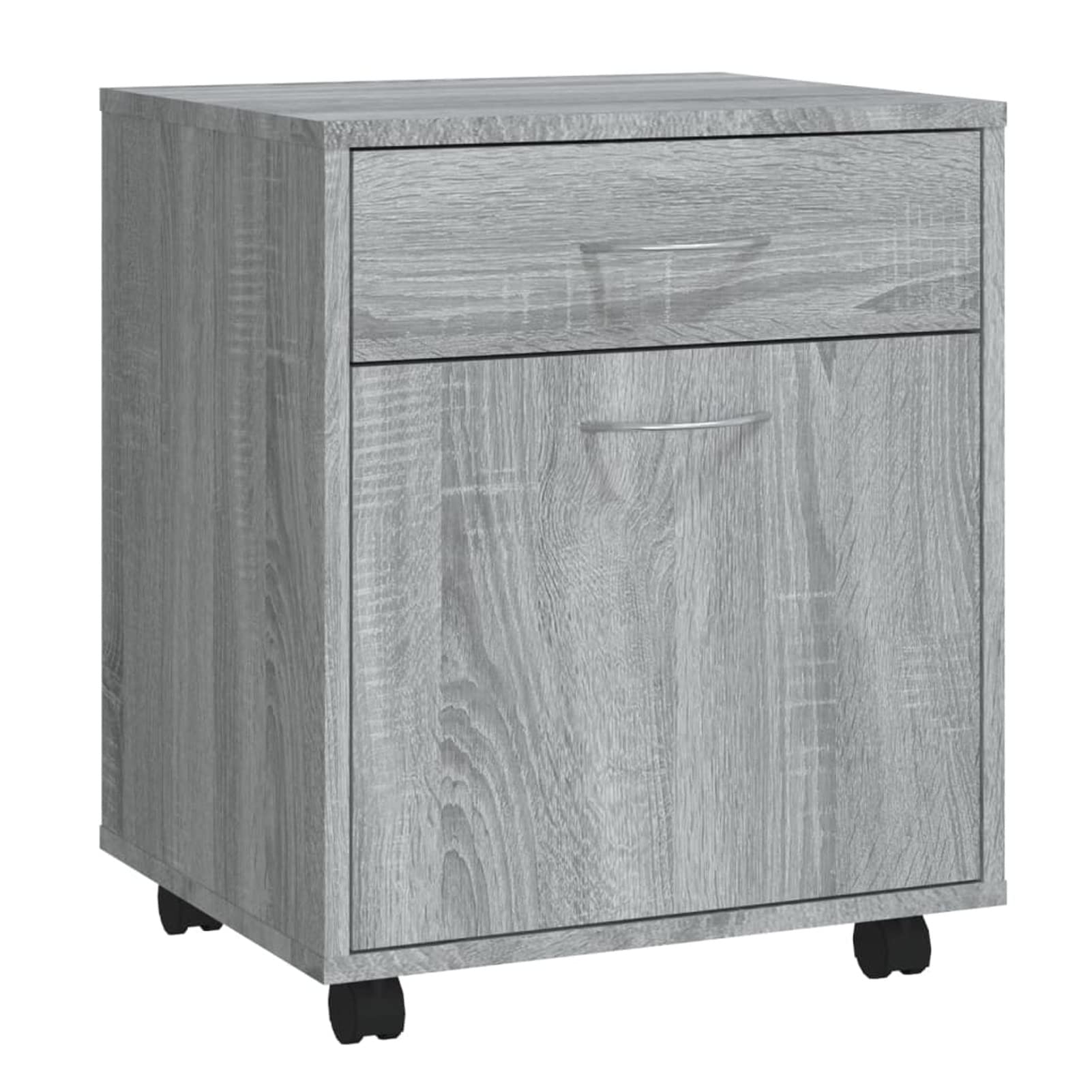 Armadietto con Ruote Grigio Sonoma 45x38x54cm Legno Multistrato,Carrello Porta Stampante,Mobiletto con Ruote,Supporto per Stampante in Legno,Classificatore per Documenti per Studio,Ufficio