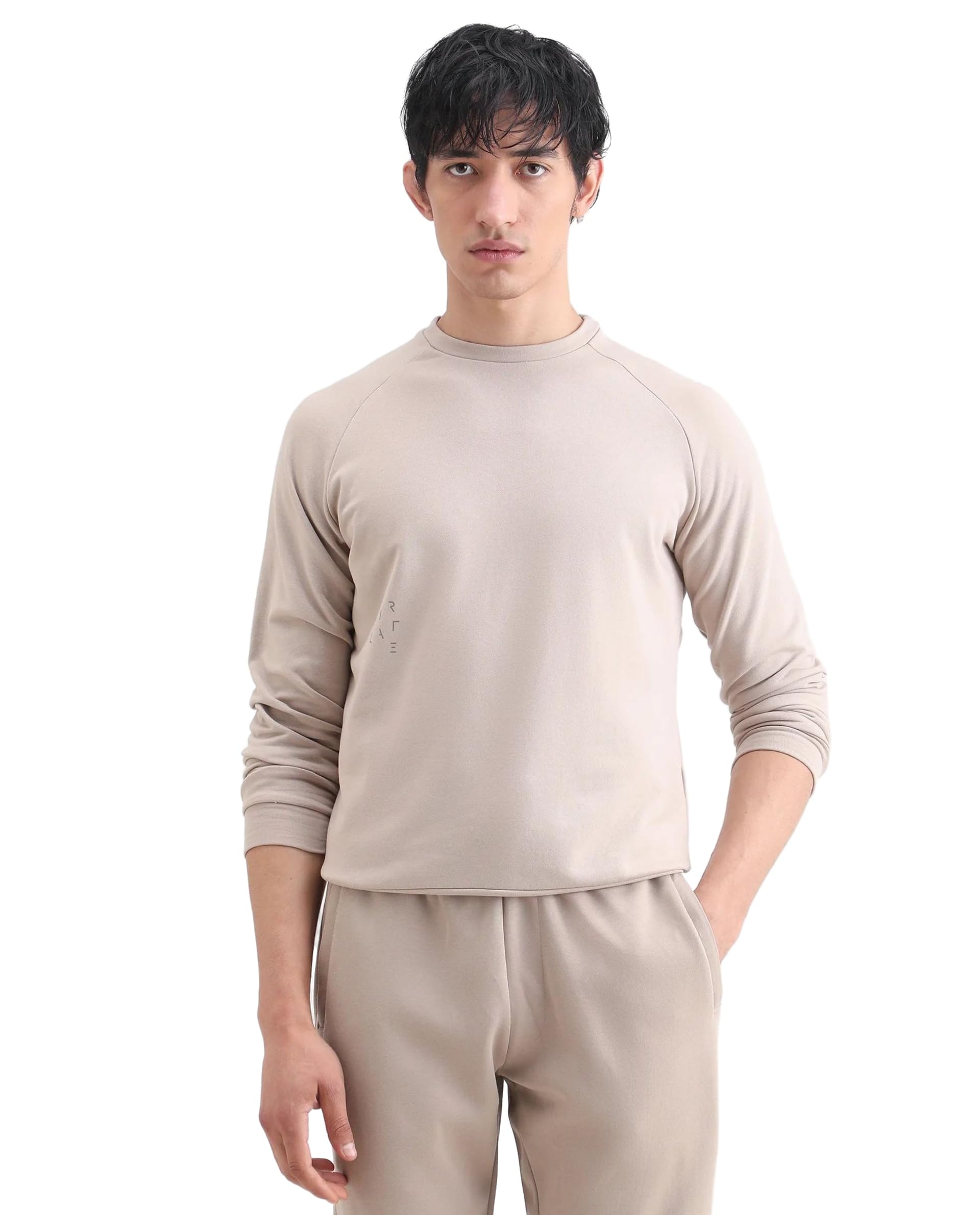 rare rabbit Men's Arum Regular Solid Cotton Crew Neck Raglan Sleeve Sweatshirt-picture-25