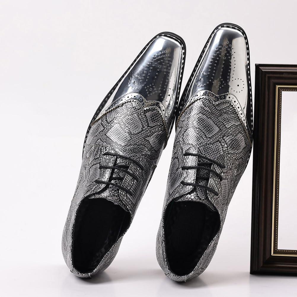 Men's Dress Shoes Wingtip PU Leather Oxfords with Brogue Formal Business Wedding Derby Shoes - Image 2
