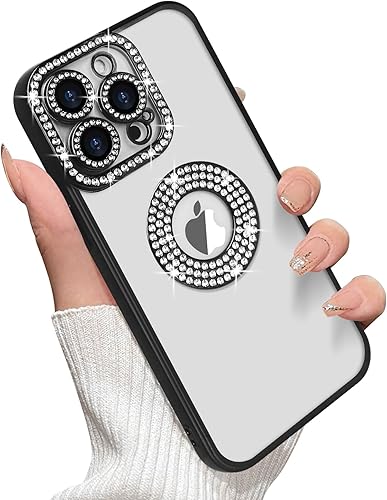 Miniatura 7 de Losin Funda compatible con iPhone 15 Pro Max con purpurina y vista de logotipo para mujeres y niñas, funda de lujo con diamantes de imitación, funda