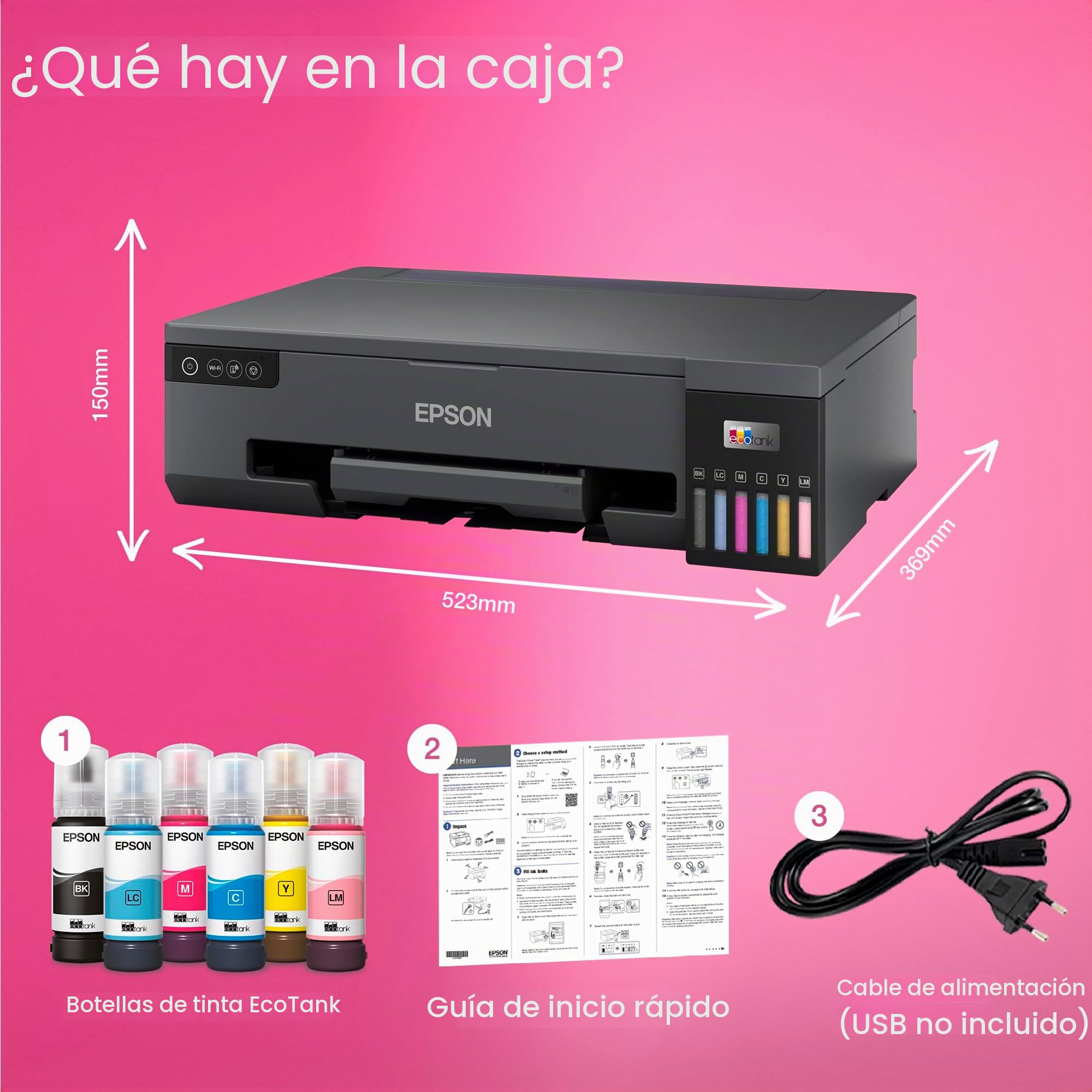 Epson EcoTank ET-18100 ET 18100 ET18100 Impresora Color para inyección de Tinta Its A3 5760 x 1440 ppm hasta 8 ppm (Mono) / hasta 8 ppm (Color) Capacidad: 80 Hojas - USB, Wi-Fi