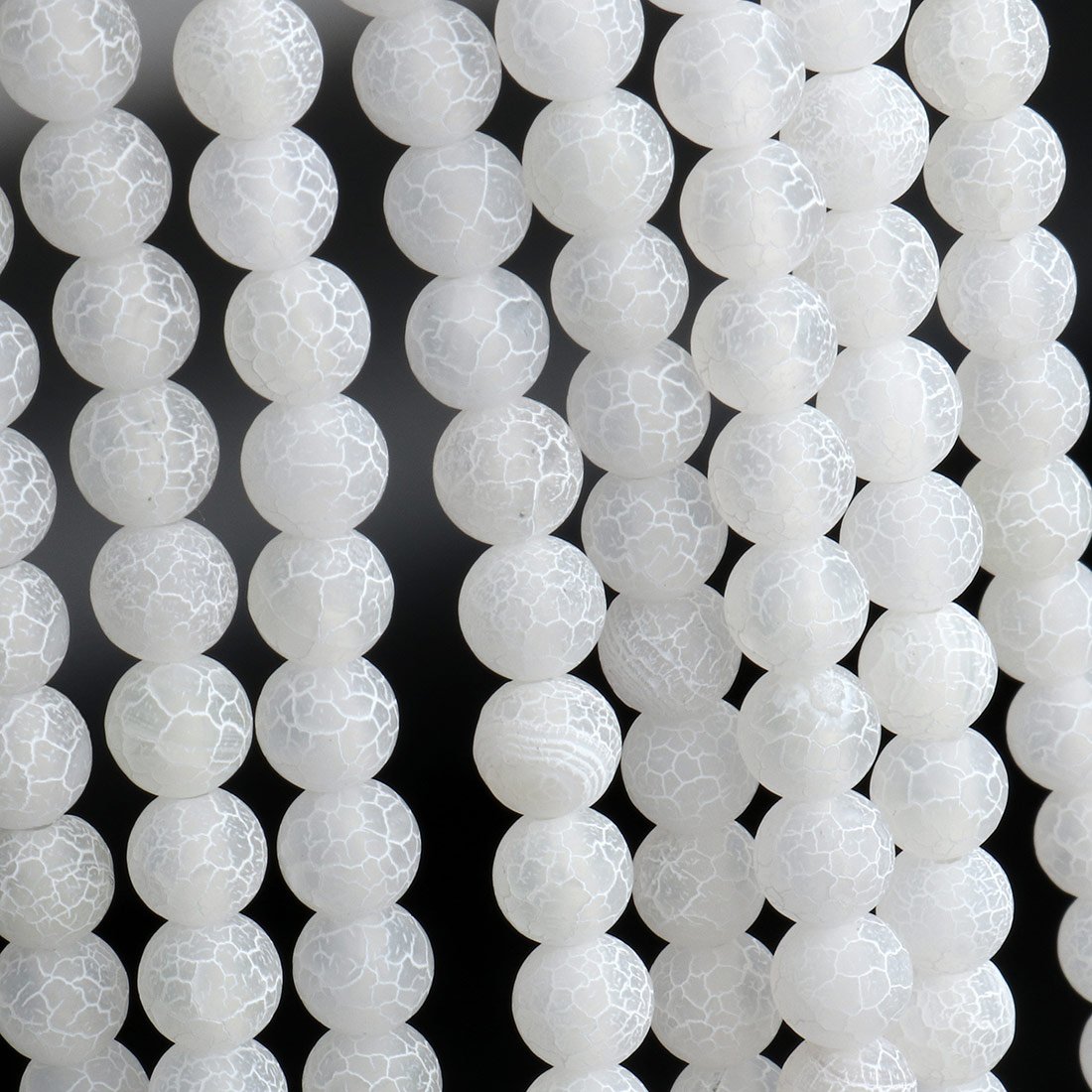 Perles D'Agate Givrée Naturelle 6 Mm - Lot De 18 Perles Rondes Avec Trou - Pierre Semi-Précieuse Pour Création De Bijoux DIY - 6