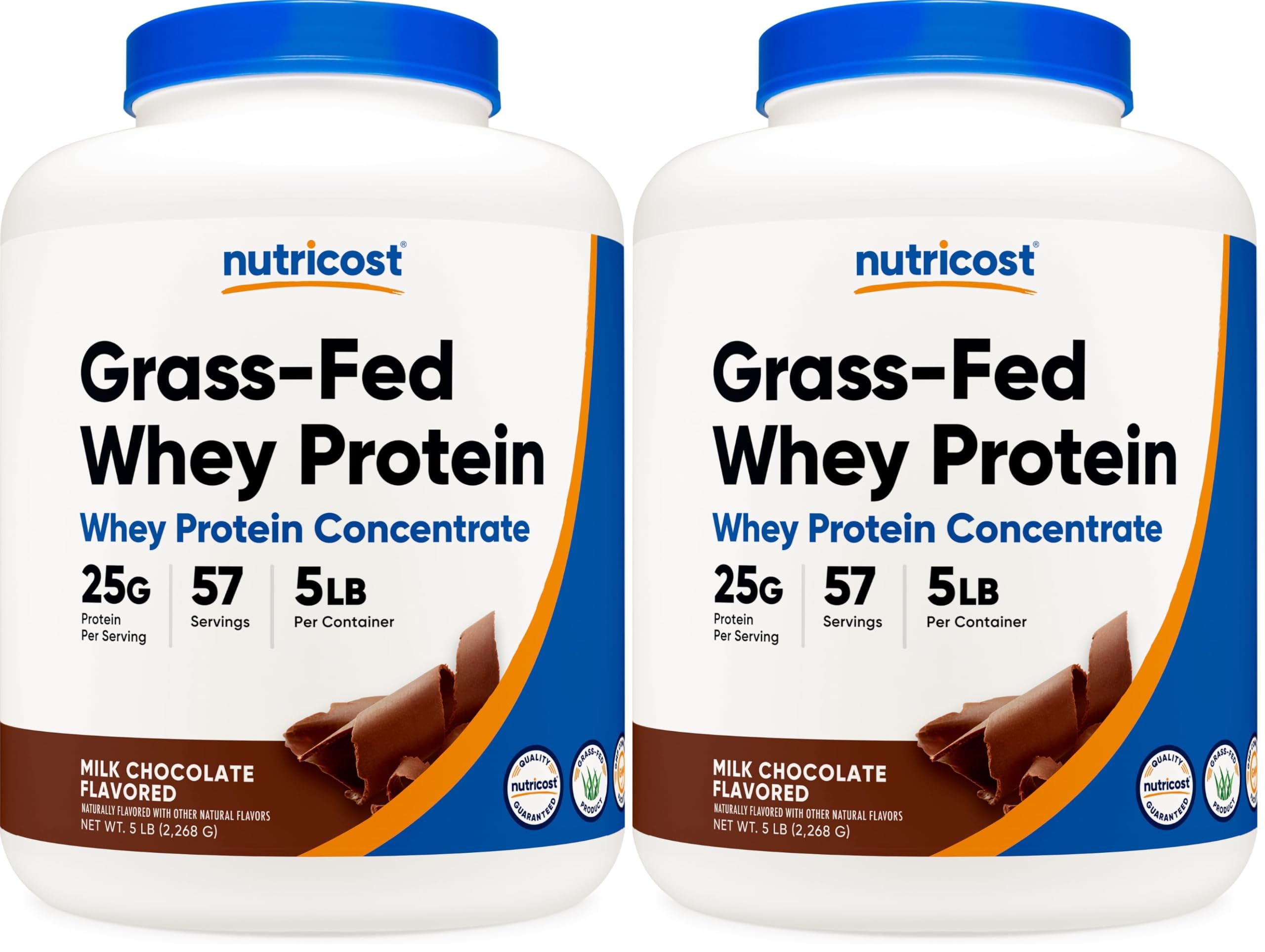 Nutricost Grass-Fed Whey Protein Concentrate Powder (Chocolate) 5LBS (Pack of 2)