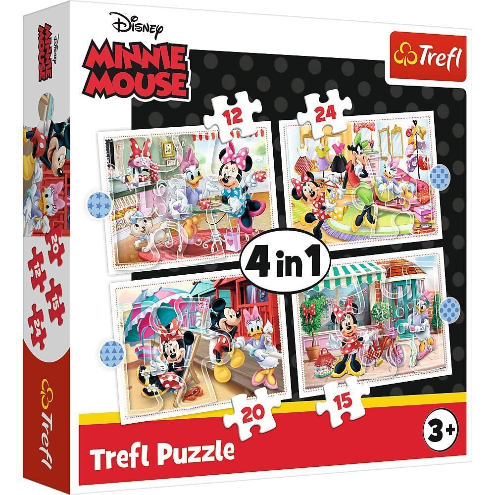 Trefl, Puzzle, Minnie mit Freunden, von 12 bis 24 Teilen, 4 Sets, für Kinder ab 3 Jahren, TR34355, mehrfarbig