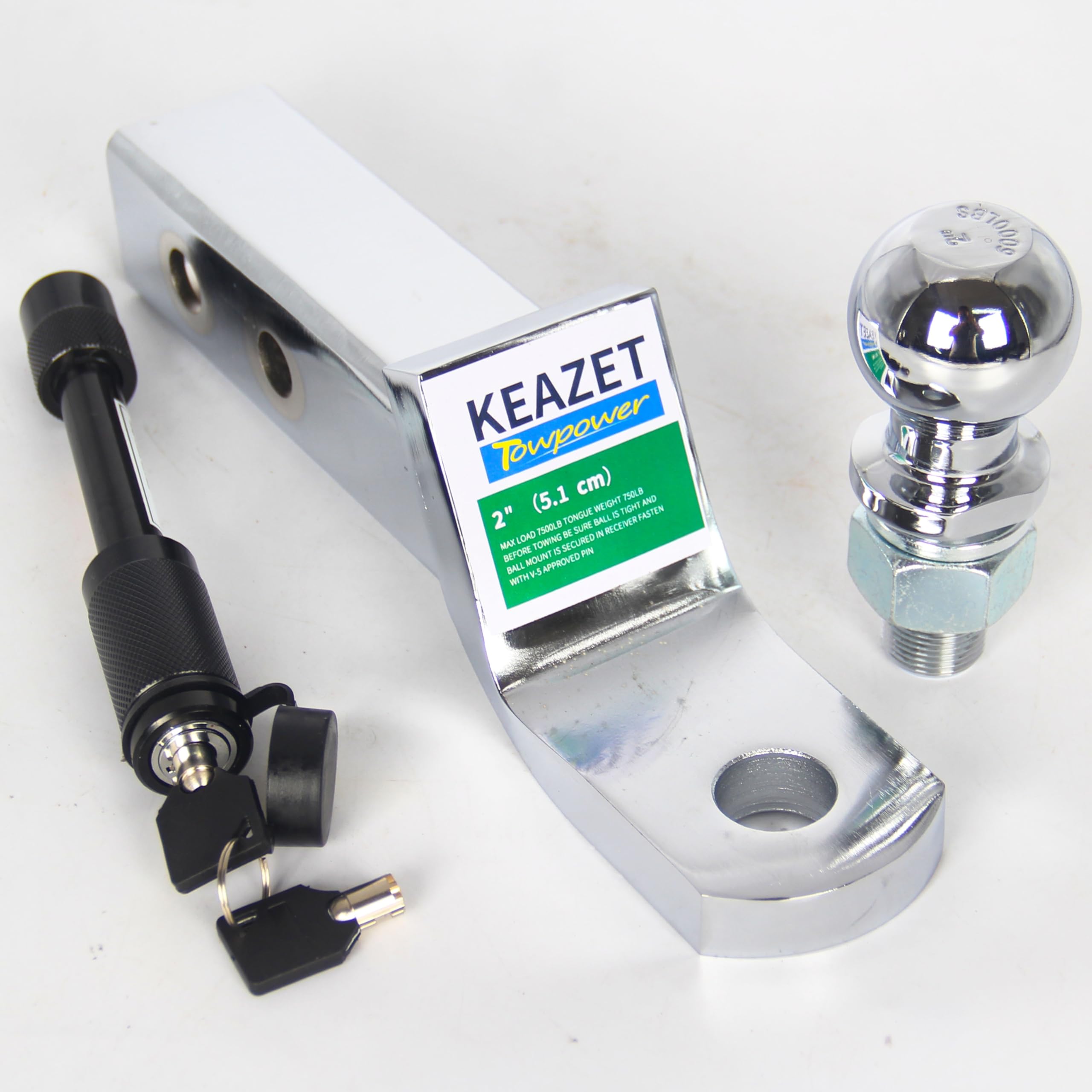 Keazet Trailer Hitch Ball Mount with 2 in Ball & 5/8