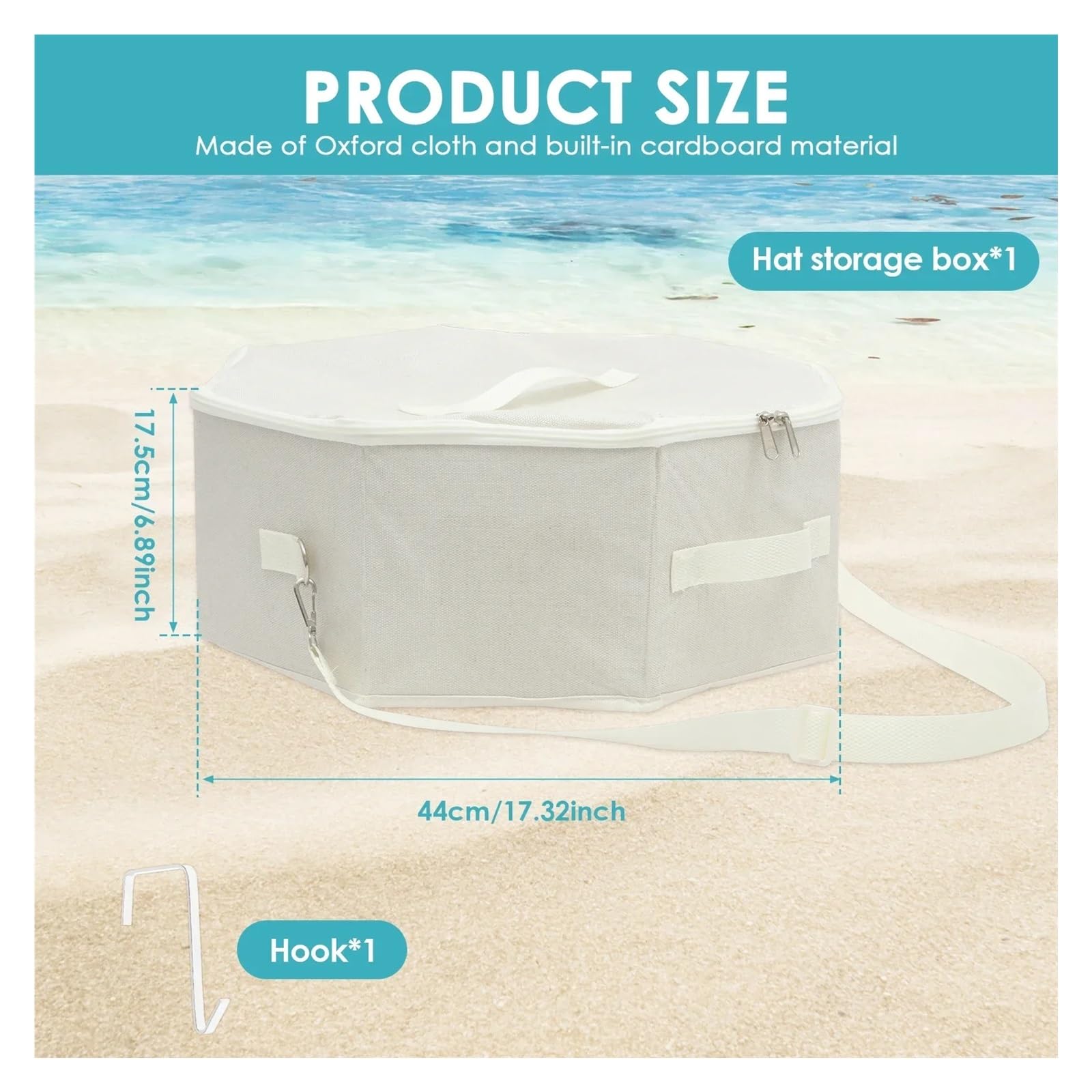 Scatola per cappelli da cowboy Borsa organizer for cappelli | Scatola da cowboy antipolvere in tessuto Oxford con gancio e manico in metallo Tappo(White-1Pc)