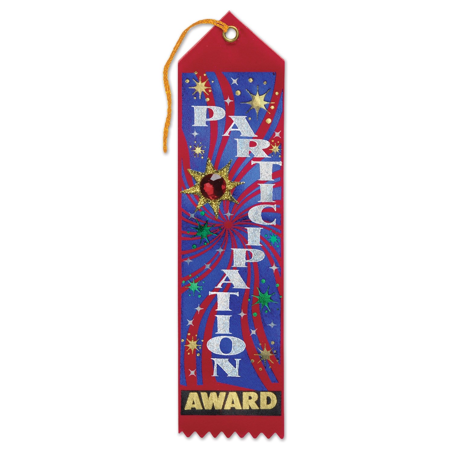 Beistle Participation Award Jeweled Ribbons, 2 by 8-Inch, 6-Pack