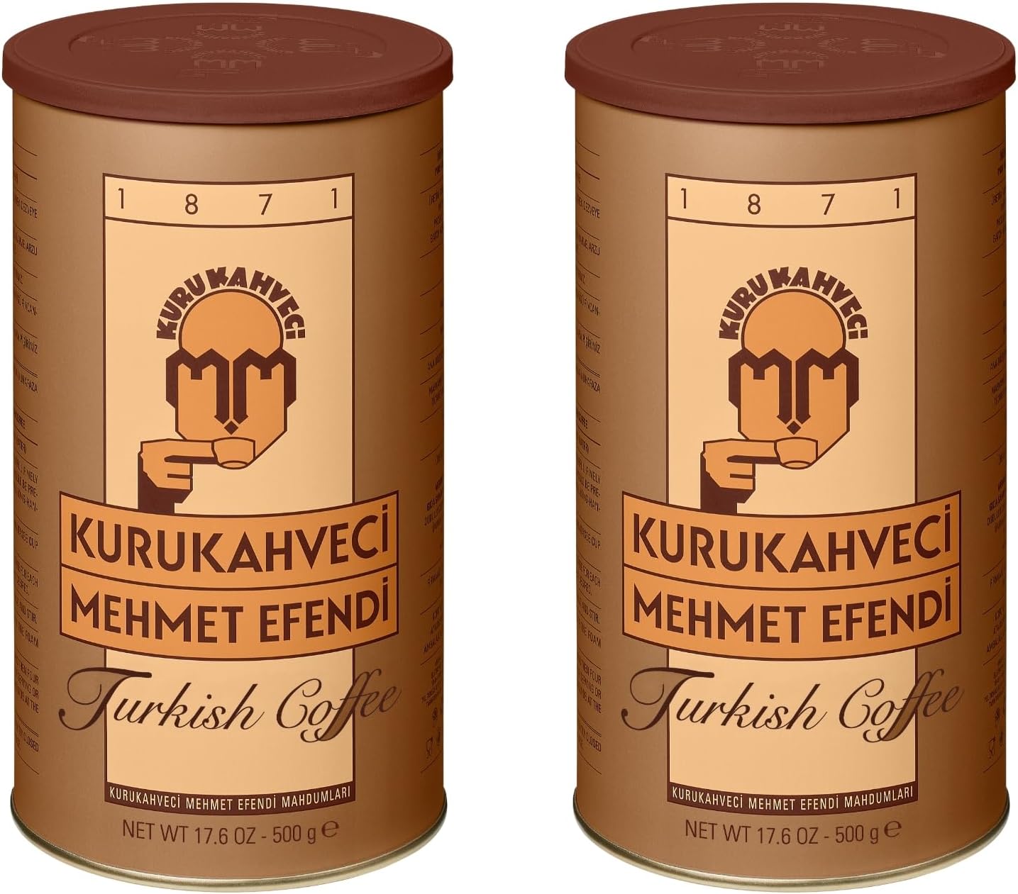 Turkish Coffee, Arabica Beans, Roasted Ground,Rich Aroma, Fresh, Medium to Heavy-bodied, Original Taste Since 1871 (17.6 OZ / 500 Gr) Pack of 2