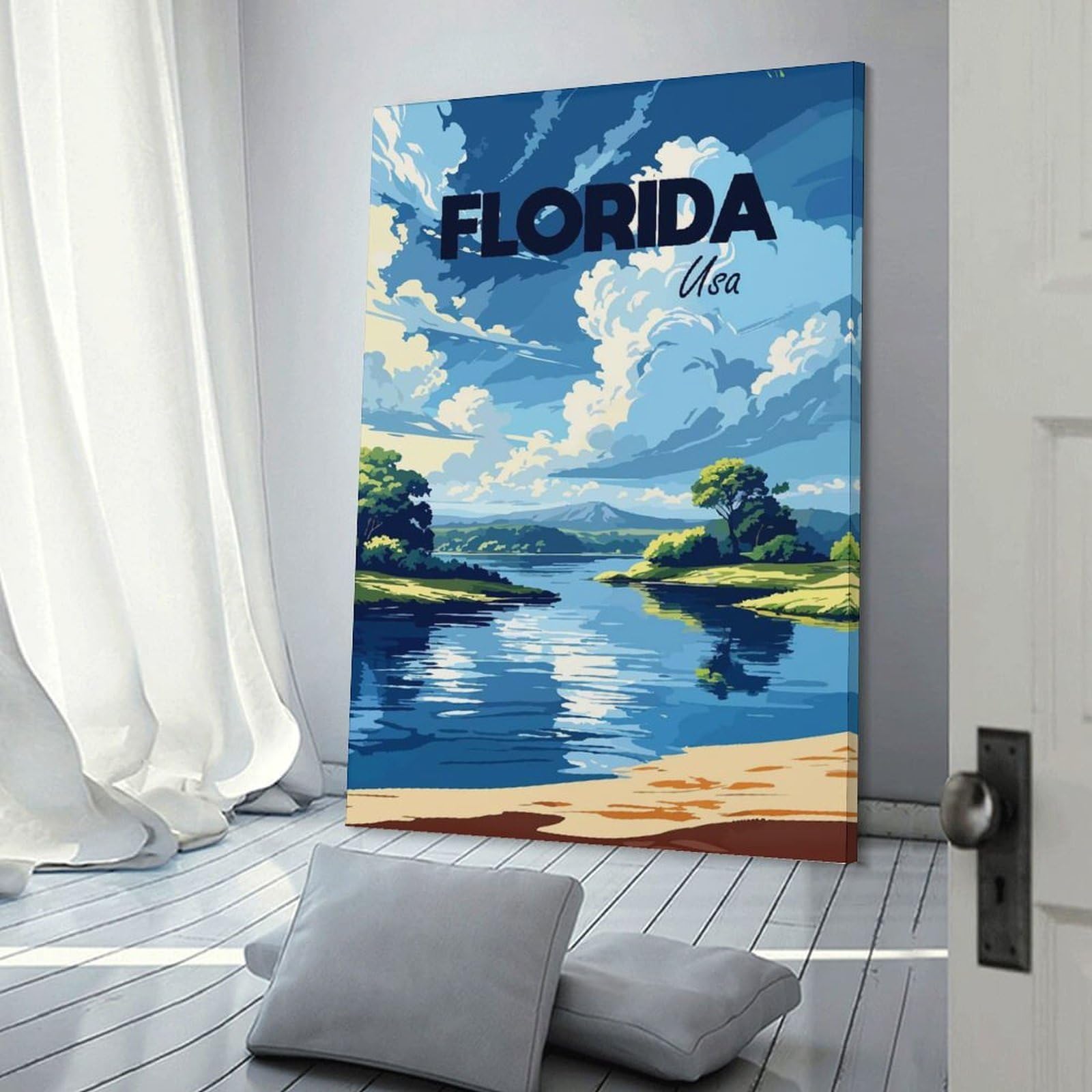 Junmoney Florida USA Landscape Decorative Canvas Print, 20x30inch(50x75cm), for Hallway, Bedroom Or Modern Interiors, Gift Idea for Housewarming And Birthdays
