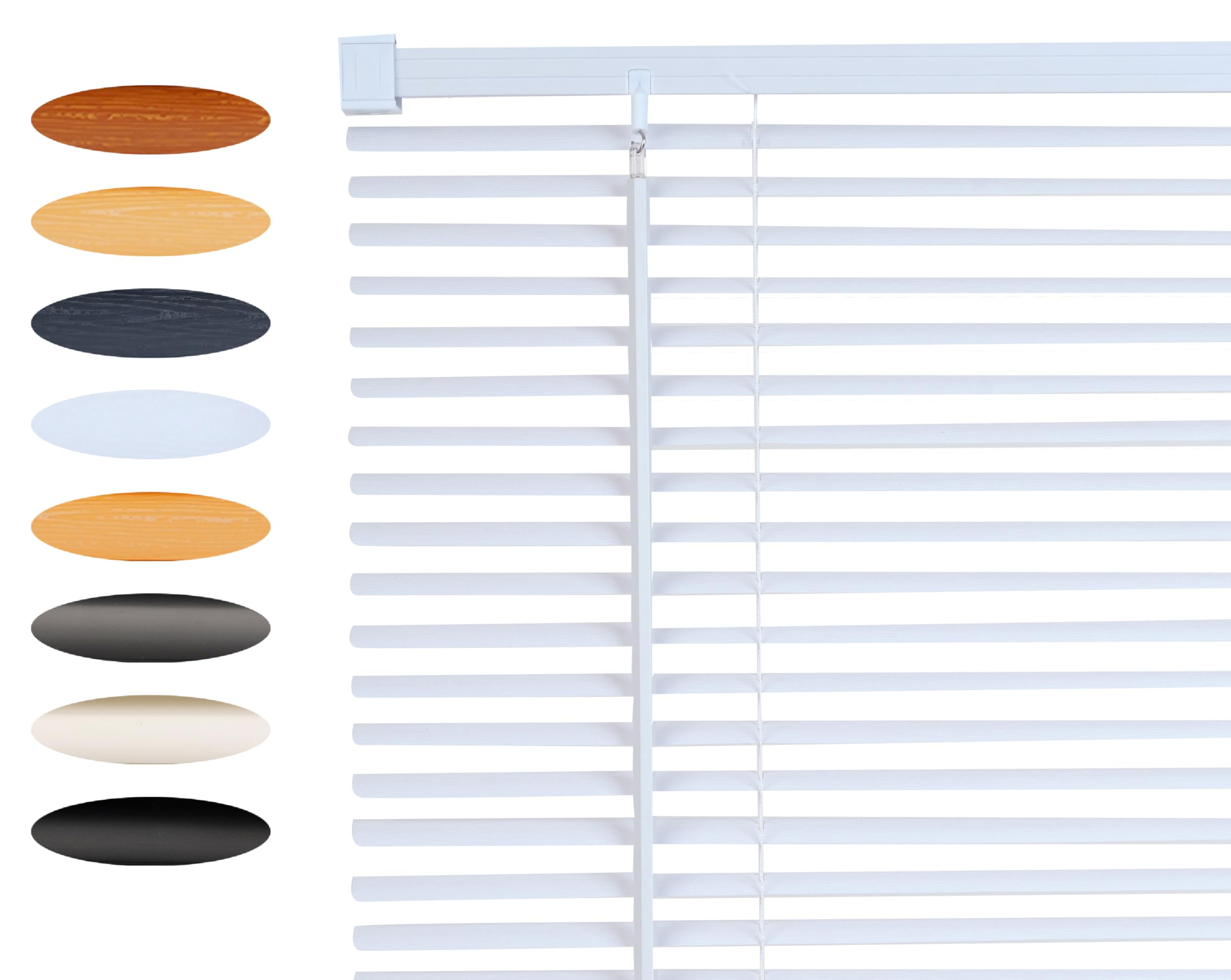 Lister Cartwright 25mm PVC Venetian Blinds for Windows – Trimmable, Easy Fit Curtains, Child Safe – Durable Home & Office Blind(White Textured, 90 cm Width x 160H cm)