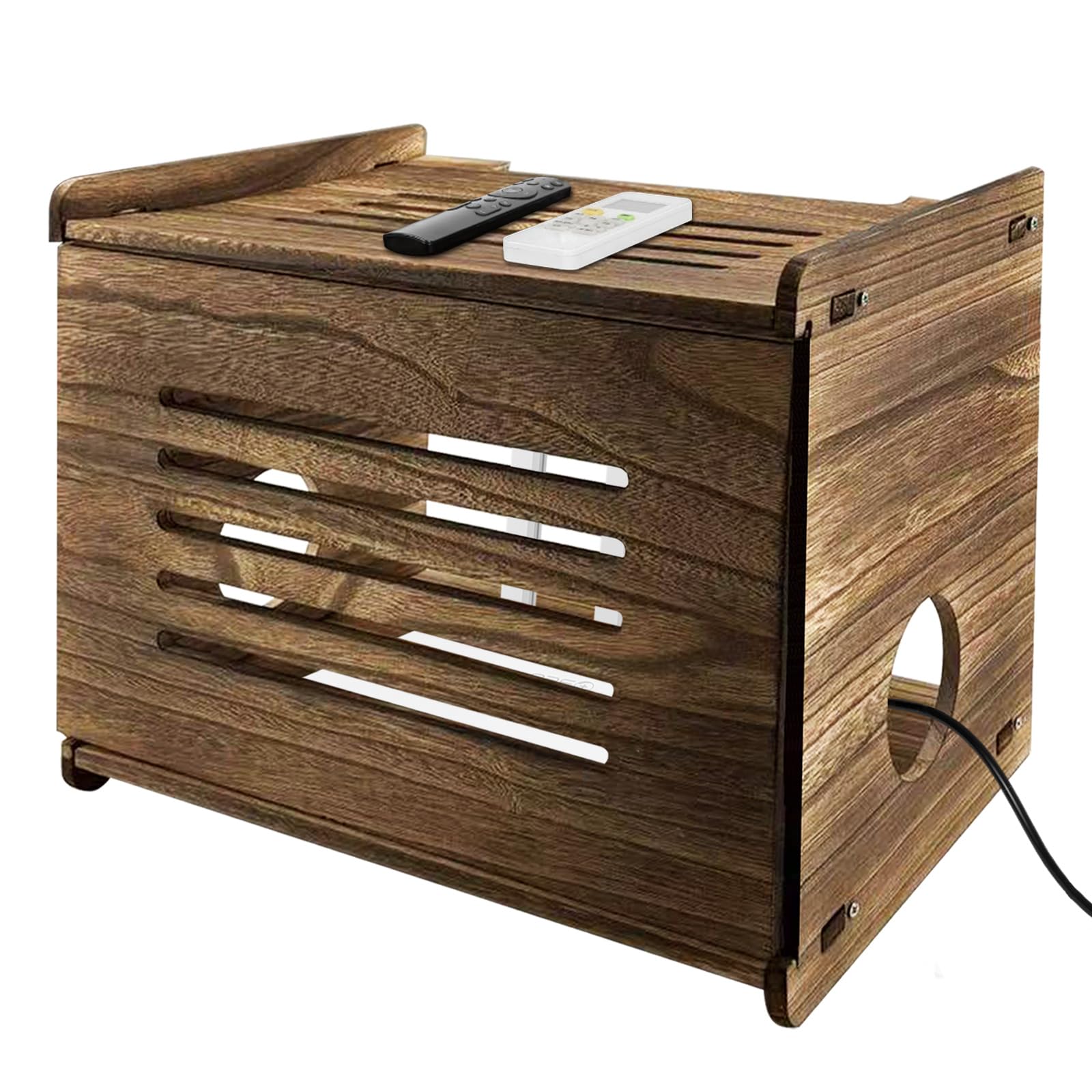 Estante de madera para router, caja de almacenamiento para router para estante de gestión de cables y organizador, caja oculta para router para gestionar cables