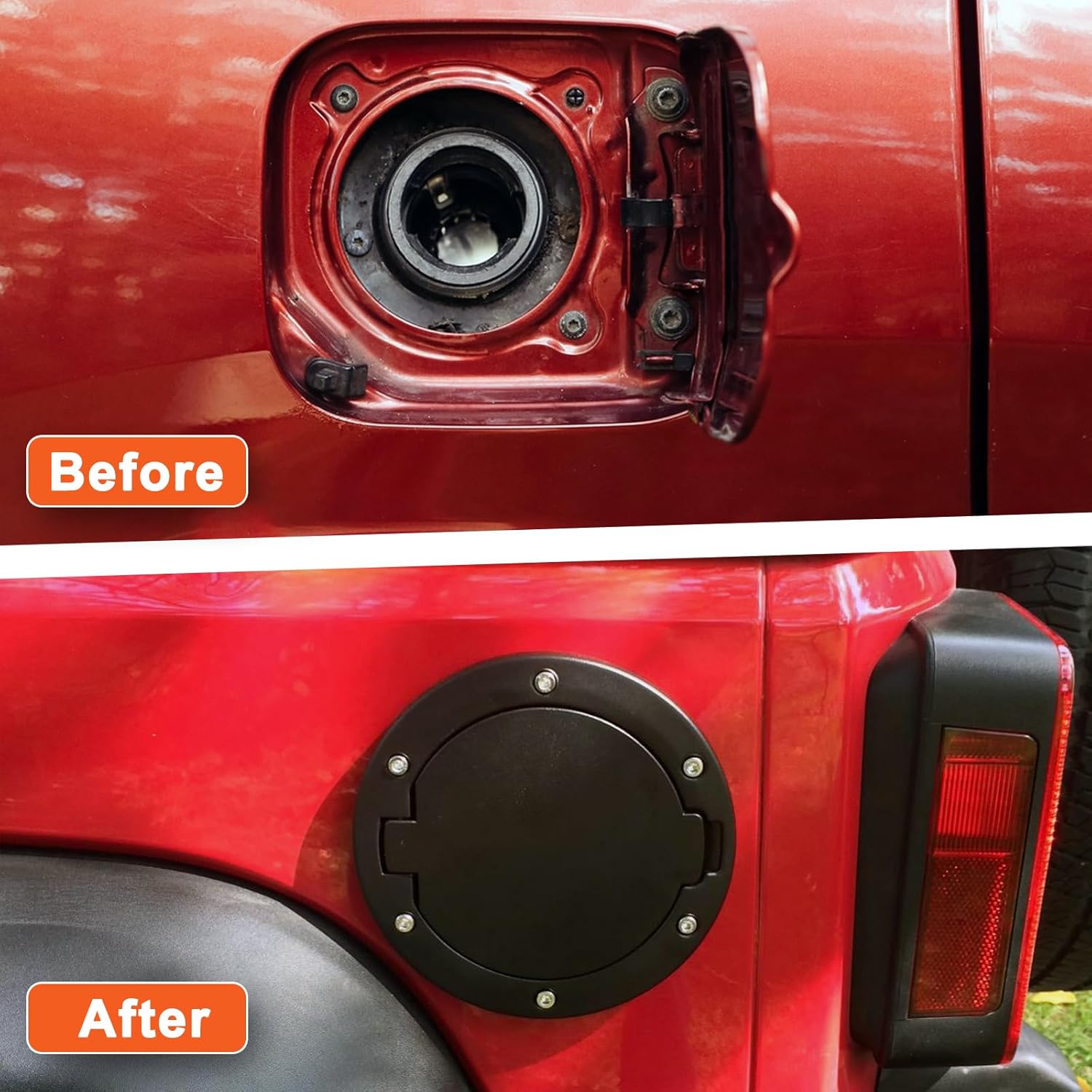 MuHize Fuel Filler Tank Door, Gas Cover Cap for Jeep Wrangler TJ 1997-2006, Easy to Install, Rust Resistant, Heavy Duty Fuel Door Cover Replacement