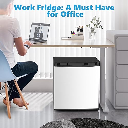 Miniatura 6 de Mini refrigerador de 1.6 pies cúbicos con congelador, refrigerador compacto de una sola puerta reversible, termostato ajustable, ultra silencioso,