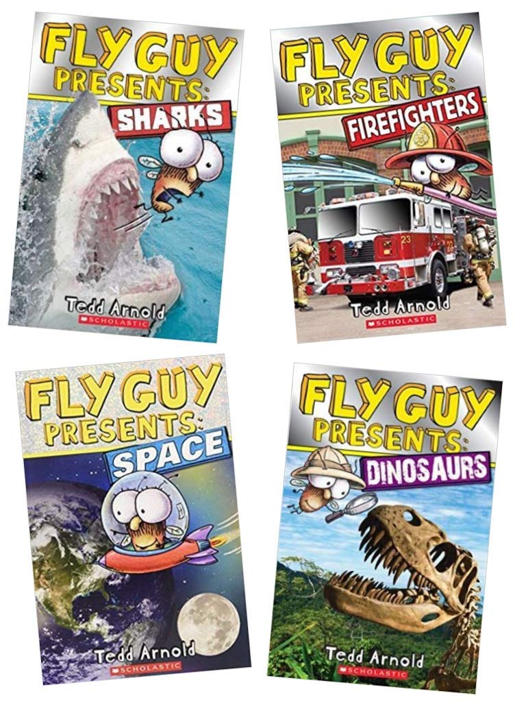 Fly Guy Presents 4 Book Set: Fly Guy Presents Dinosaurs, Fly Guy Presents Space, Fly Guy Presents Sharks, Fly Guy Presents Firefighters