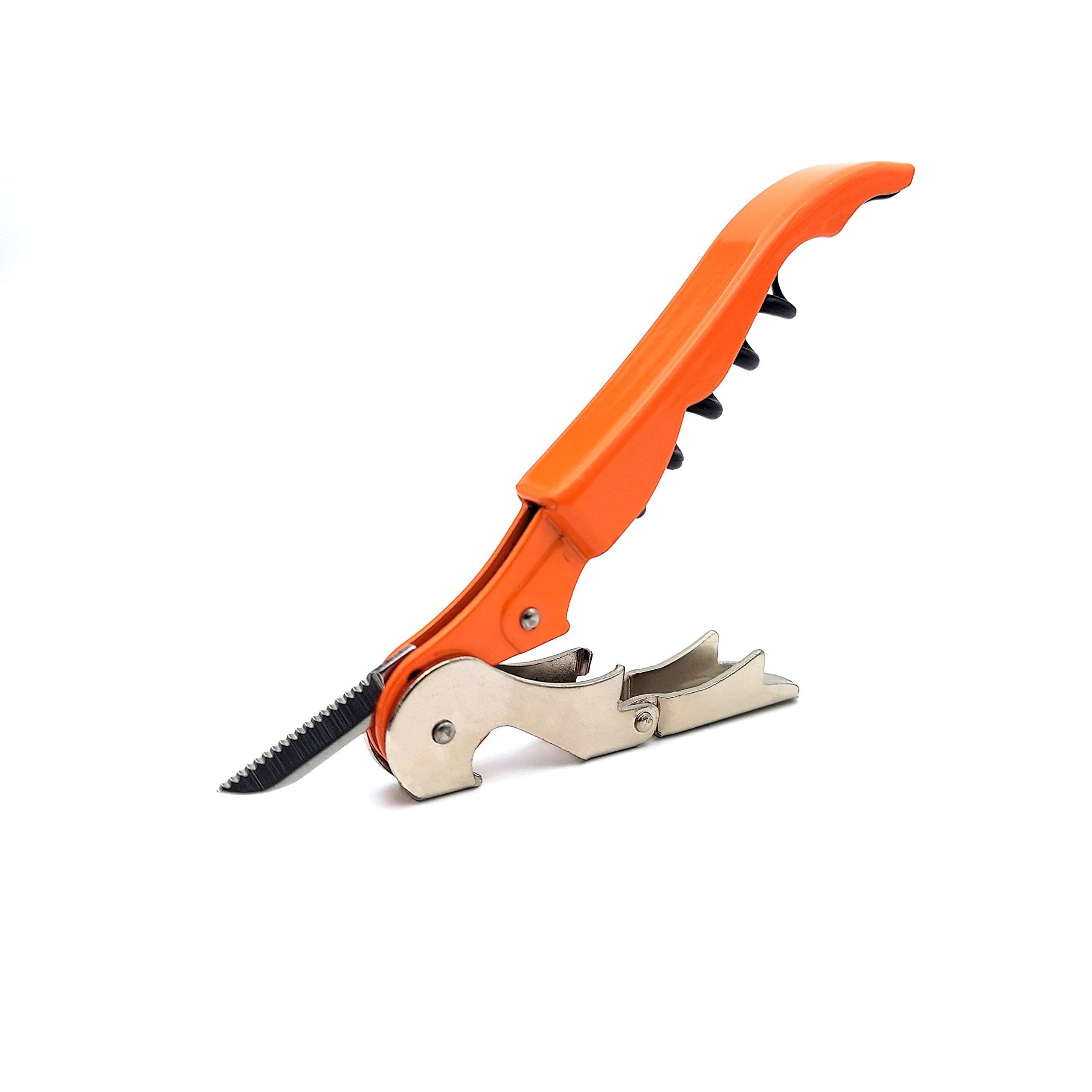 Pulltap'sGenuine Classic 500 Double-Hinged Lever Waiters Wine Corkscrew Bottle Opener (Naranja)