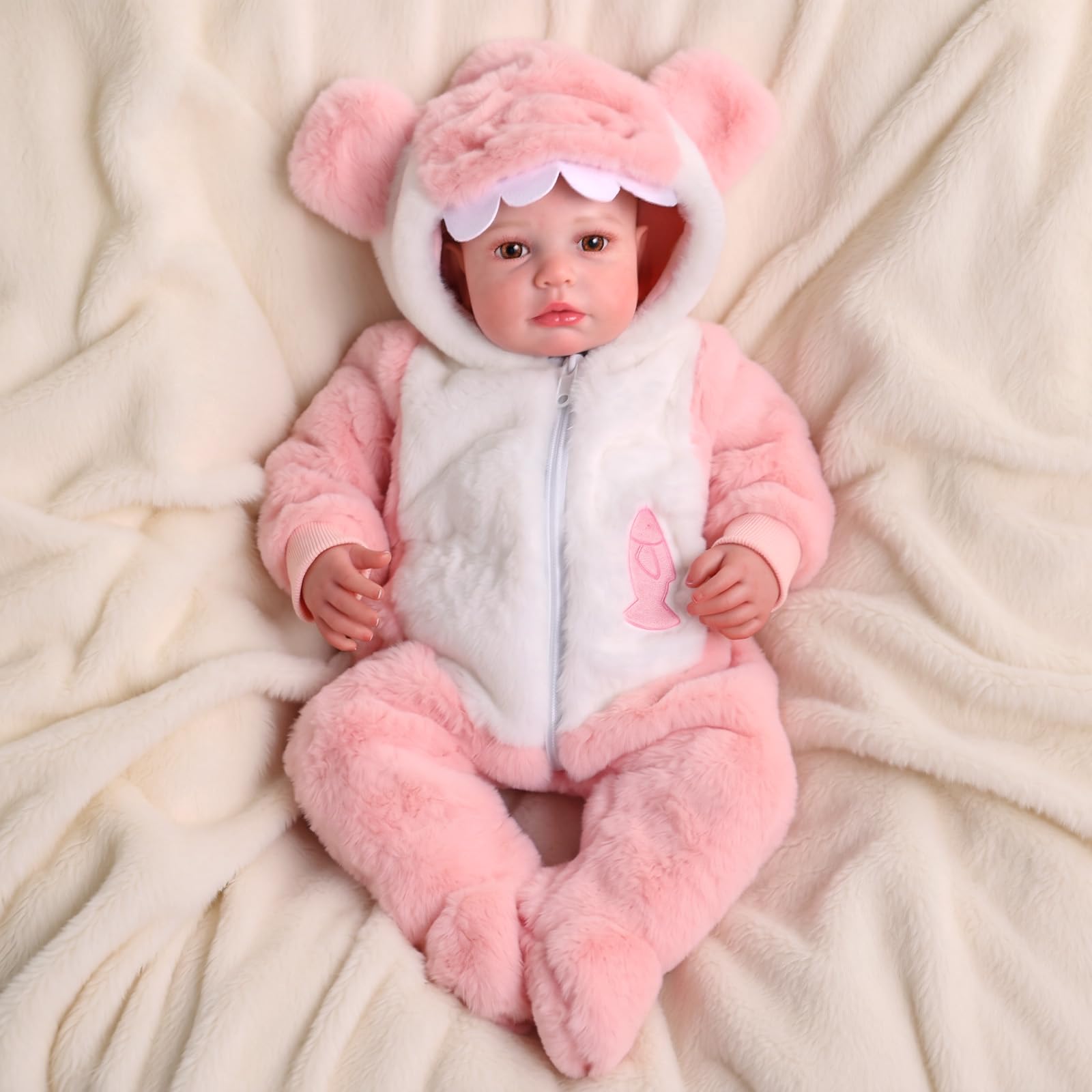 BABESIDE Puppe Reborn Baby Mädchen Zwillinge, 20 inch Vinyle Baby Doll Puppen with Stoffkörper, Baby Puppe ab 3+ Jahre mit Bausatz, Lebensechte Babypuppen wie Echt, Realistische Puppe Weichkörper
