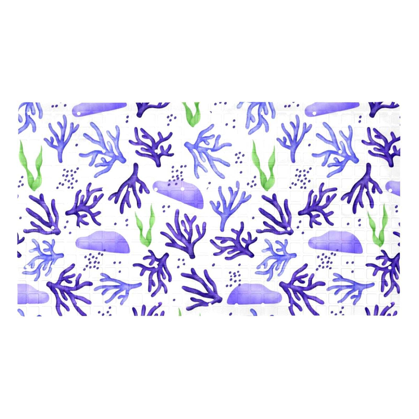 Tapis de bain antidérapant violet corail avec ventouses pour douche sécurisée