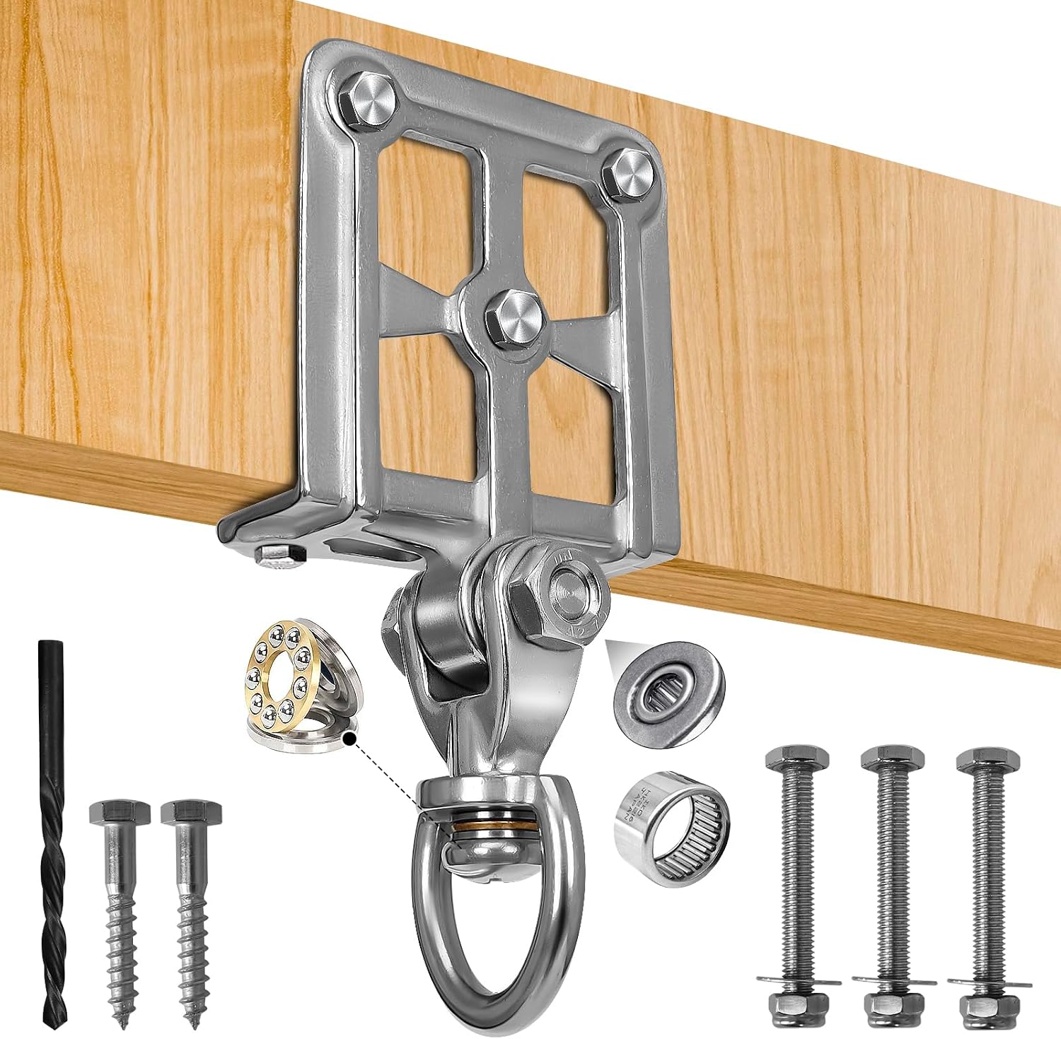 304 Stainless Steel Heavy Duty Punching Bag Hanger, 1000 Lbs Capacity Silent Swivel, Heavy Bag Beam & Ceiling Mount for I-Beam, Boxing Bags, Aerial Yoga & Swings