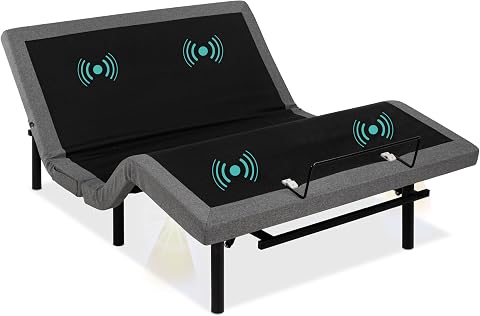 Best Choice Products Ergonomic Queen Size Adjustable Bed Frame with Wireless Remote, Nightlight, Massager, and USB Ports
