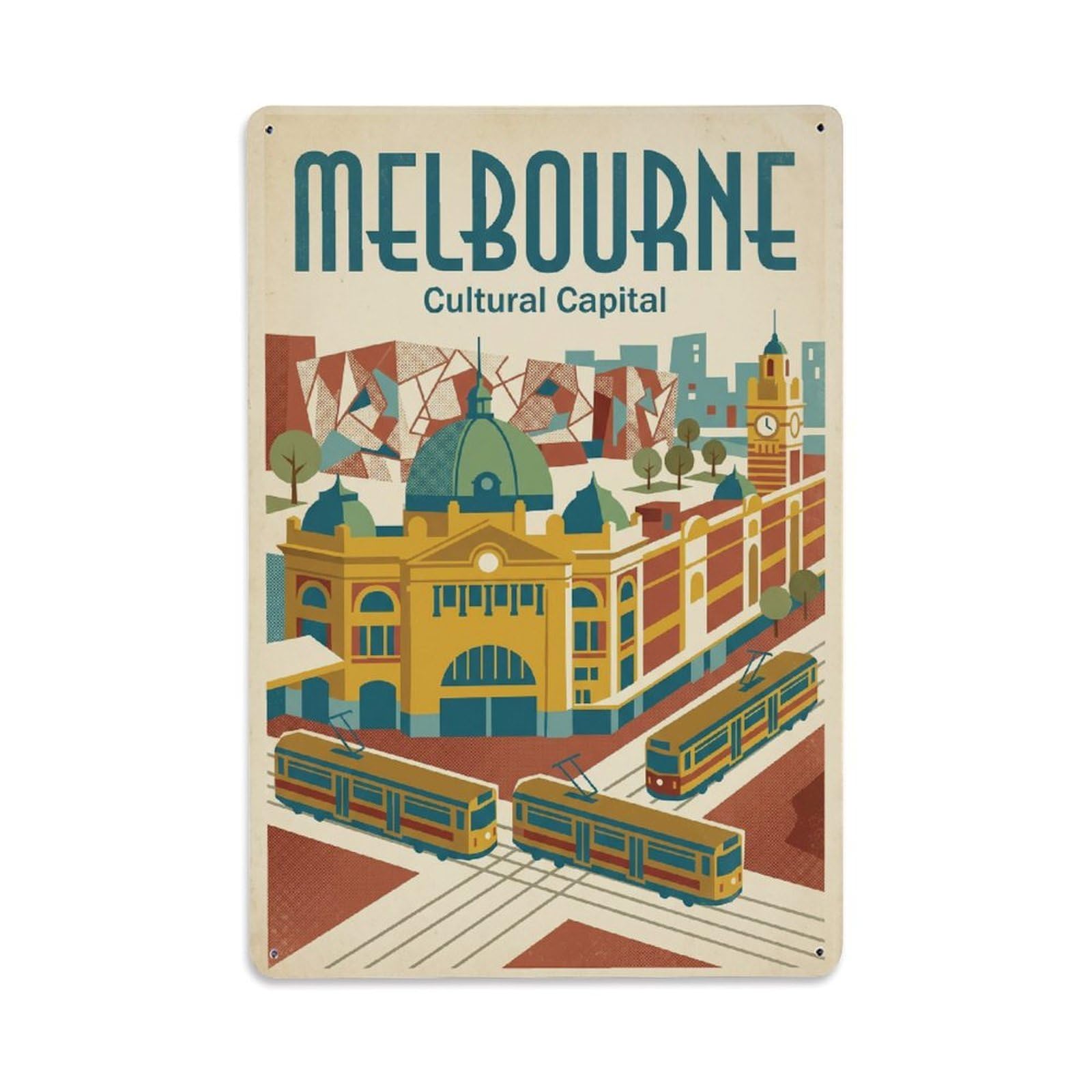 Gead 8X12inch Style Australia Melbourne Vintage Travel Metal Tin Sign