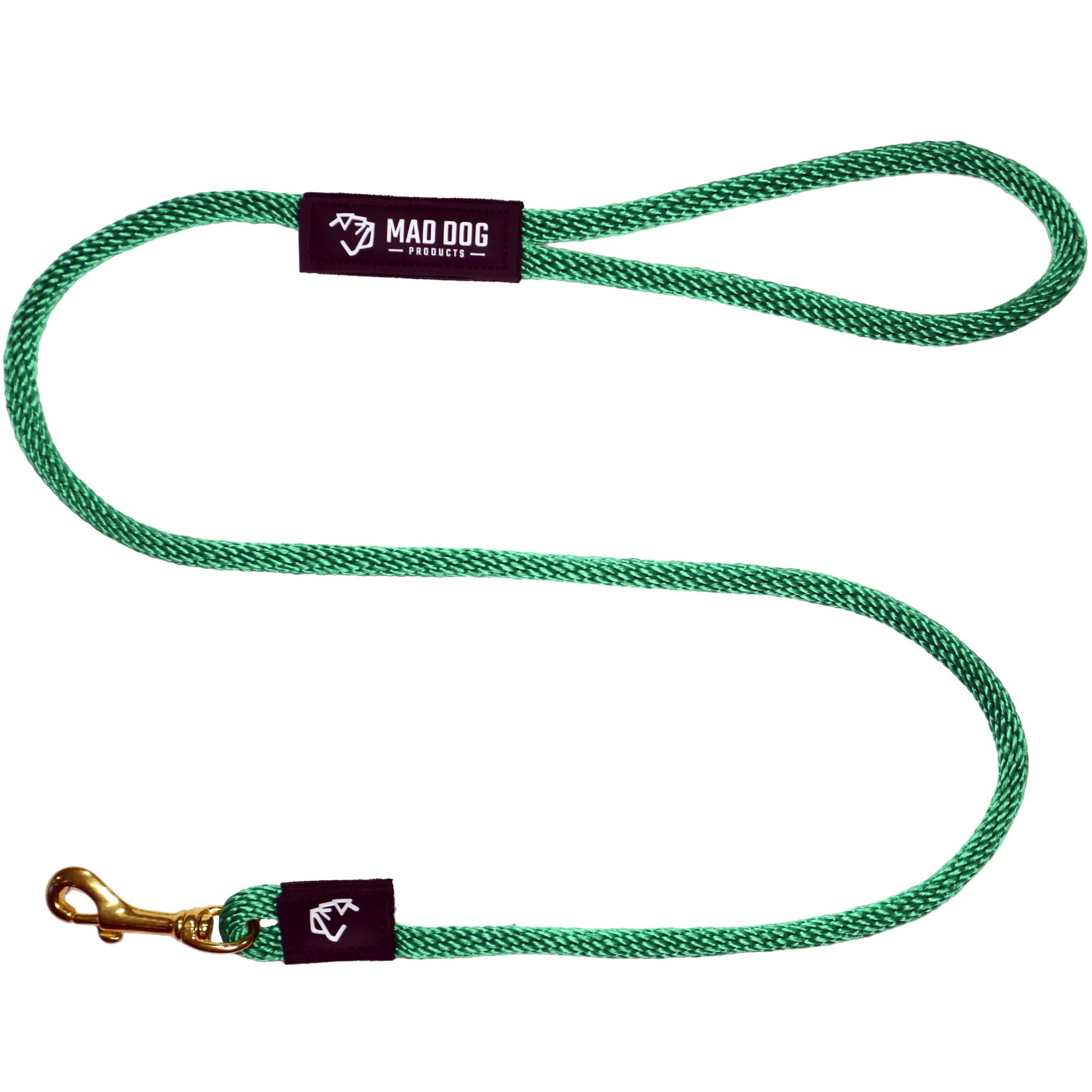 Mad Dog Products Standard Clip Dog Leash 3/8" x 4' Green Signature Rope - Made in USA