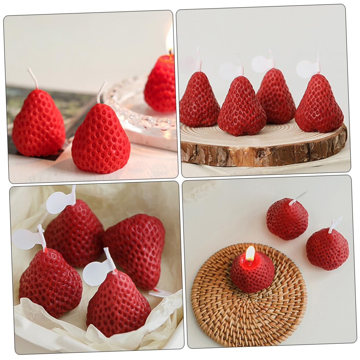Ipetboom 9pezzi Candela Decorativa Alla Fragola Candele Alimentari Forma Di Frutta Candele Profumate Per Casa Per Feste e Decorazioni Per Stanza