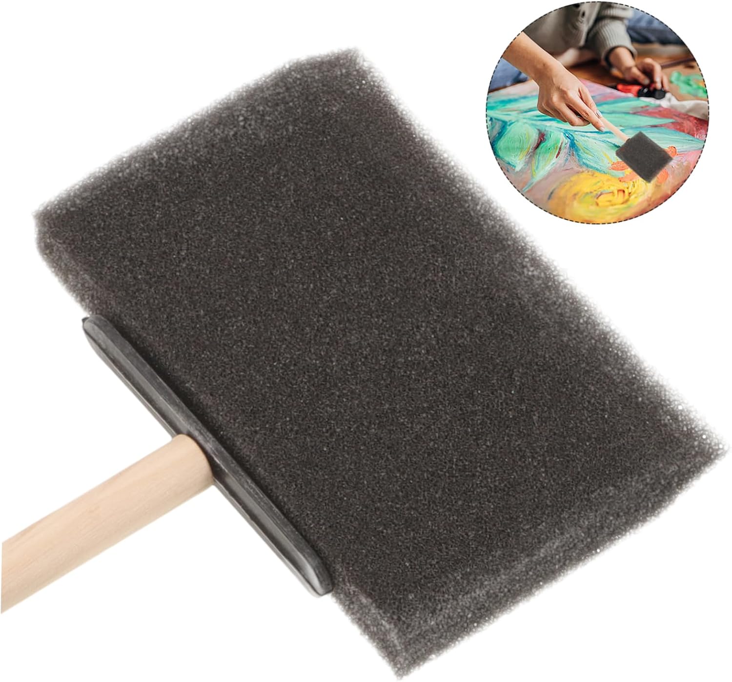 4pcs Boys and Girls Paint Sponge Brush Set Natural Sponges for Painting Wooden Handle Art Painting Tool Foam Paint for Boys and Girls Brush