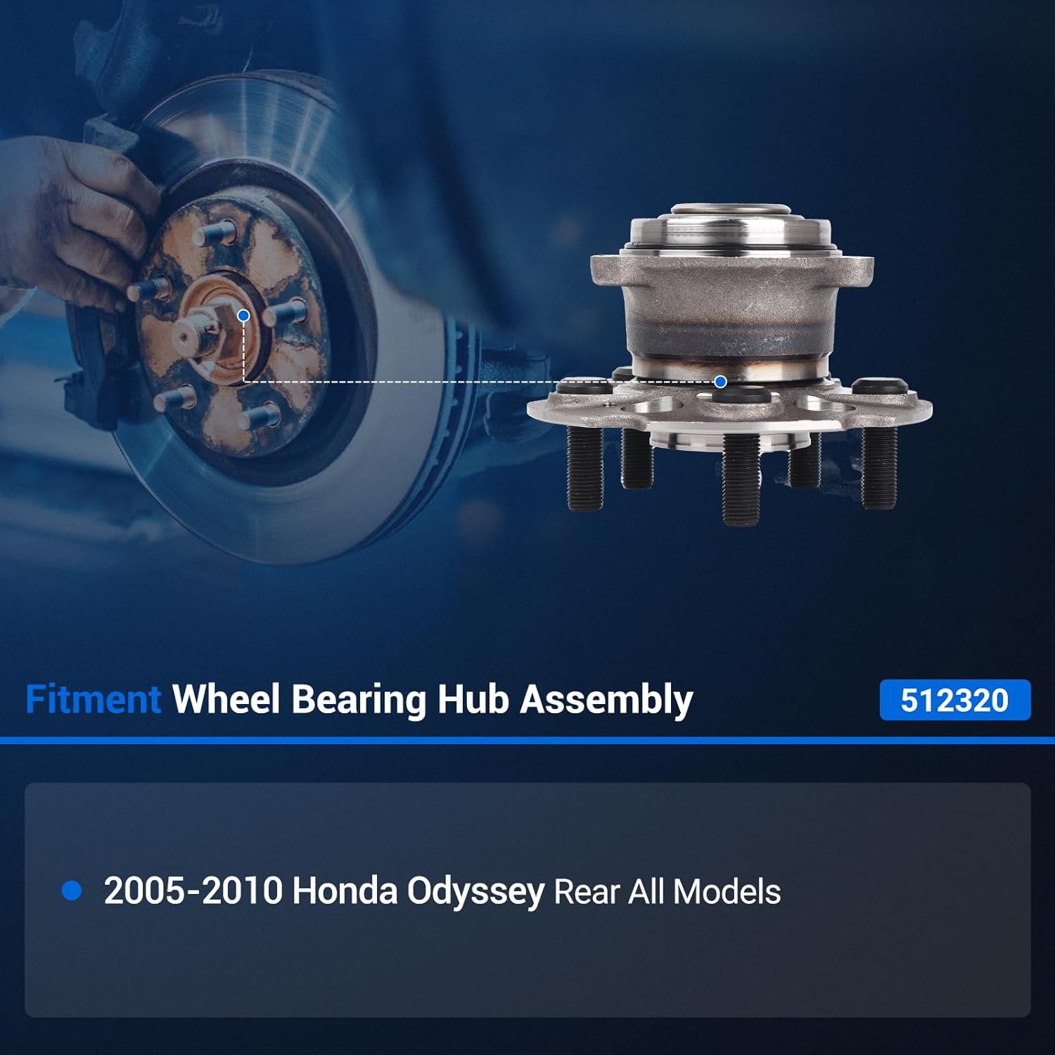 Autoround 512320 Rear Wheel Hub and Bearing Assembly Compatible with 2005-2010 Honda Odyssey 5 Lugs