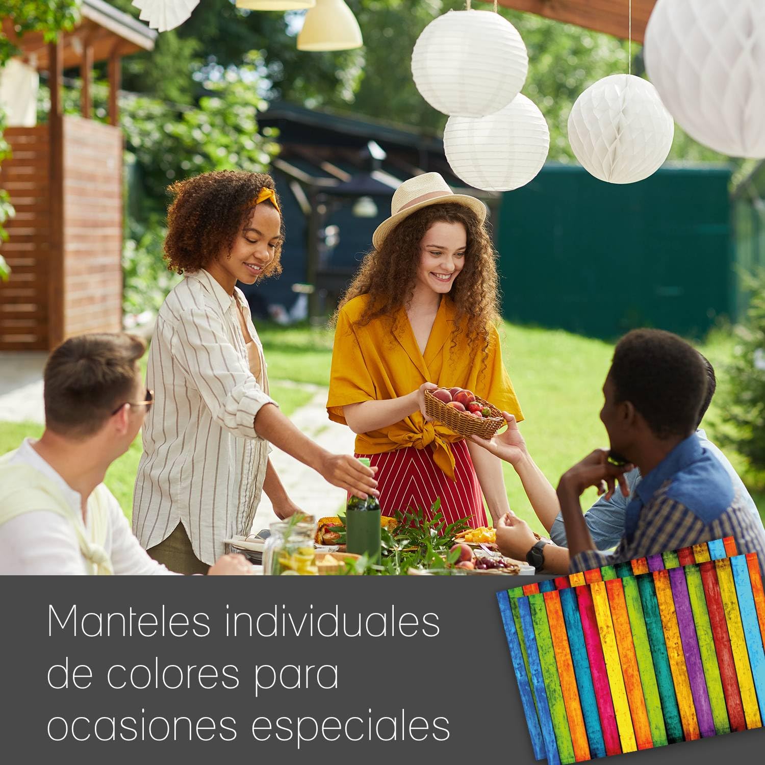 Moinchore Paquete De 100 Manteles Individuales Desechables De Papel Para Fiesta, A Rayas Coloridas, Para Mesa