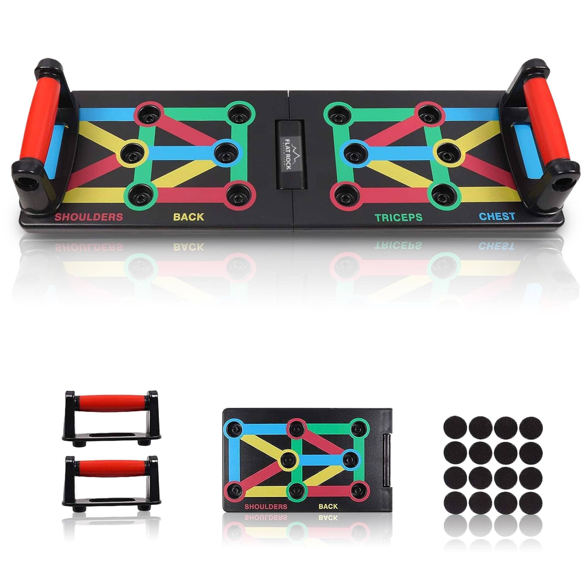 Ultimate 12-in-1 Foldable Push Up Board System | Color Coded Fitness Pushup Stands for Indoor & Outdoor Muscle Training | Portable & Multifunctional Gym Equipment