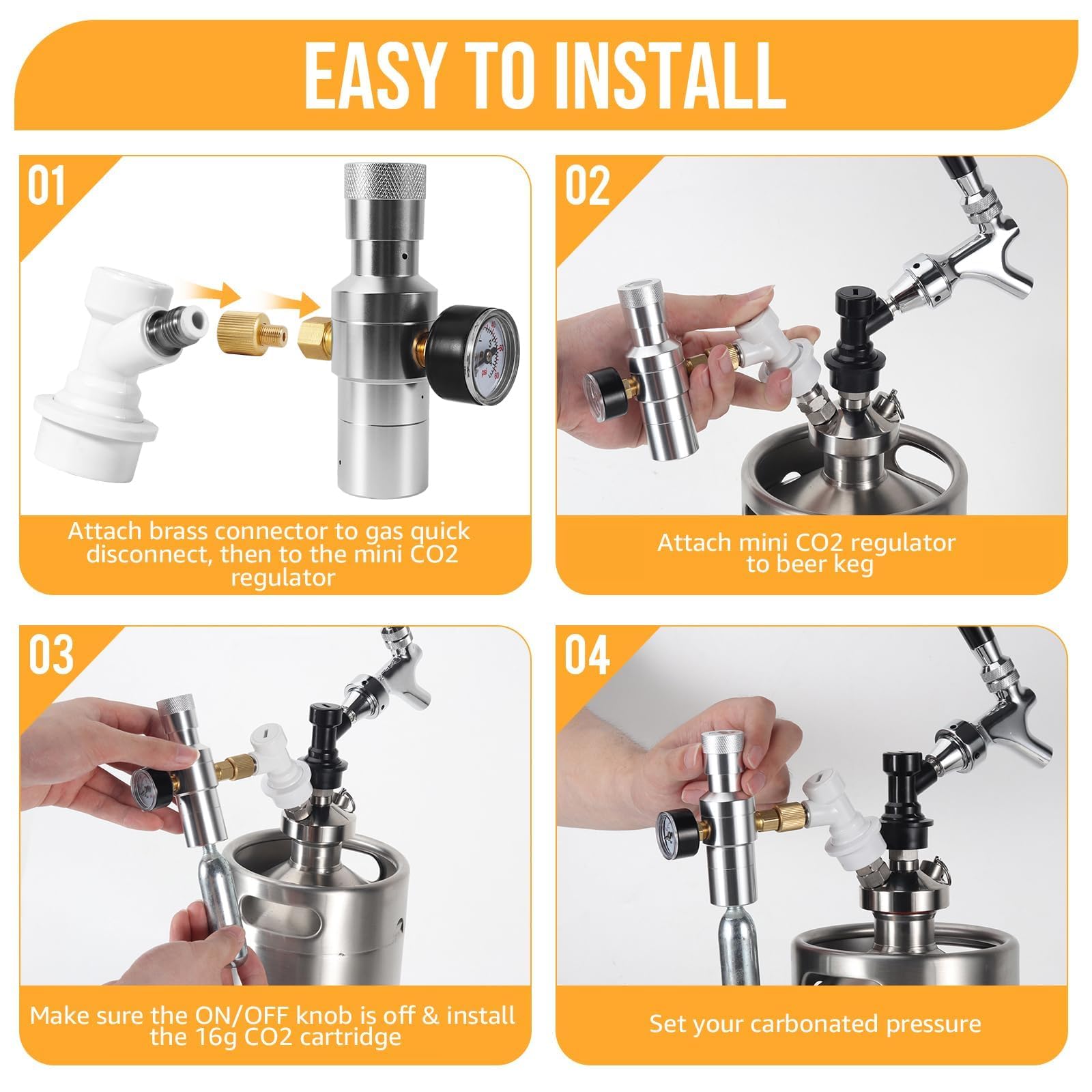 Dual Hold Stabiler Druck 0-60 PSI Mini Co2 Regler, tragbarer Mini-Fass-Ladegerät-Regler mit CO2-Gaskugel-Verriegelung, Trennung für Corny Keg Beer Growler Outdoor Picknick Party Kohlensäure