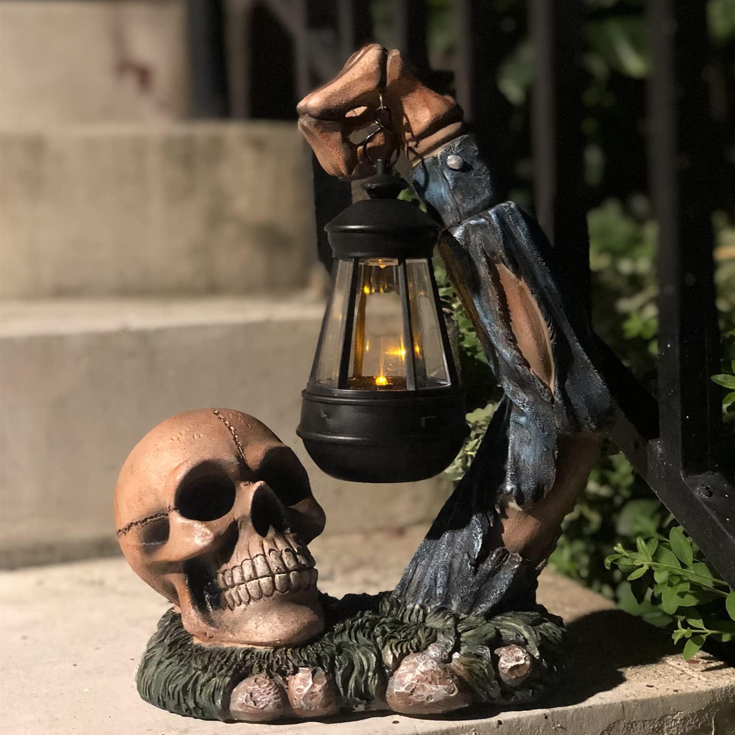 Garden Sculptures & Statues Outdoor Ground Solar Decor Halloween Skeleton Outside Yard Lawn Ground Funny Ornaments Halloween Statue Gifts : Patio, Lawn & Garden