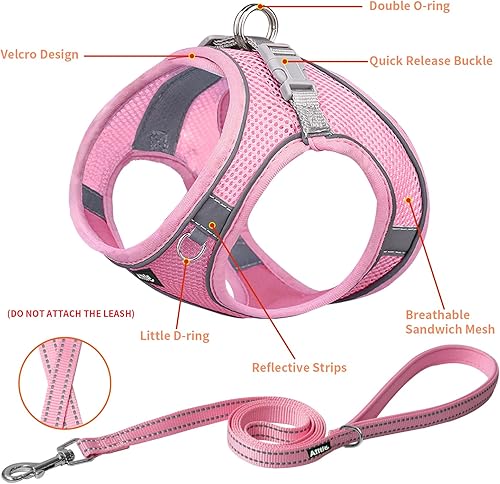 Miniatura 2 de AIITLE Juego de arnés y correa para perro, arnés de chaleco para perro con malla súper transpirable, arnés reflectante sin tirones para mascotas