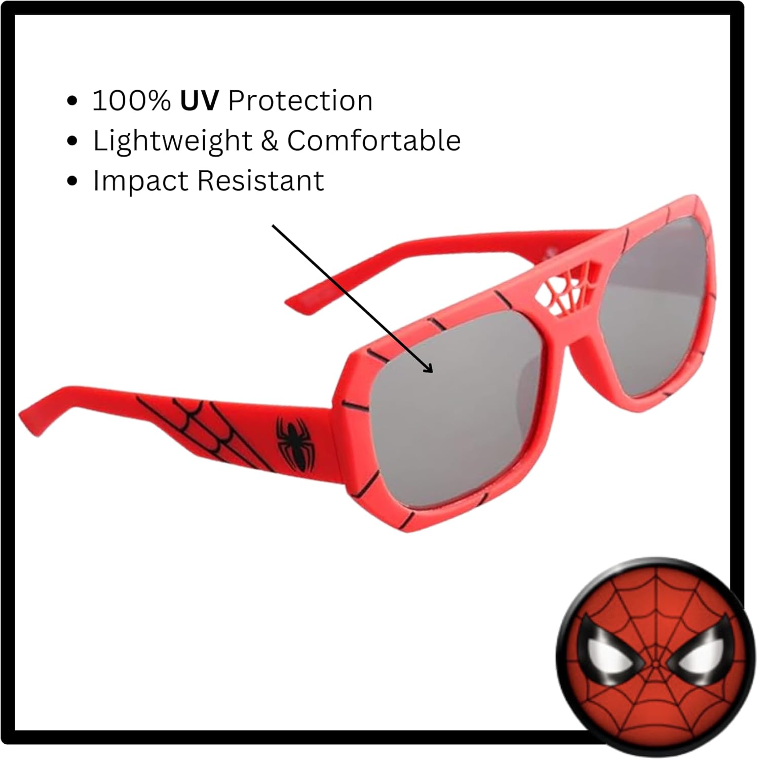 Sun-Staches Official Spider-Man Sunglasses Dress Up Costume Accessory UV 400 One Size Fits Most Kids - Image 2