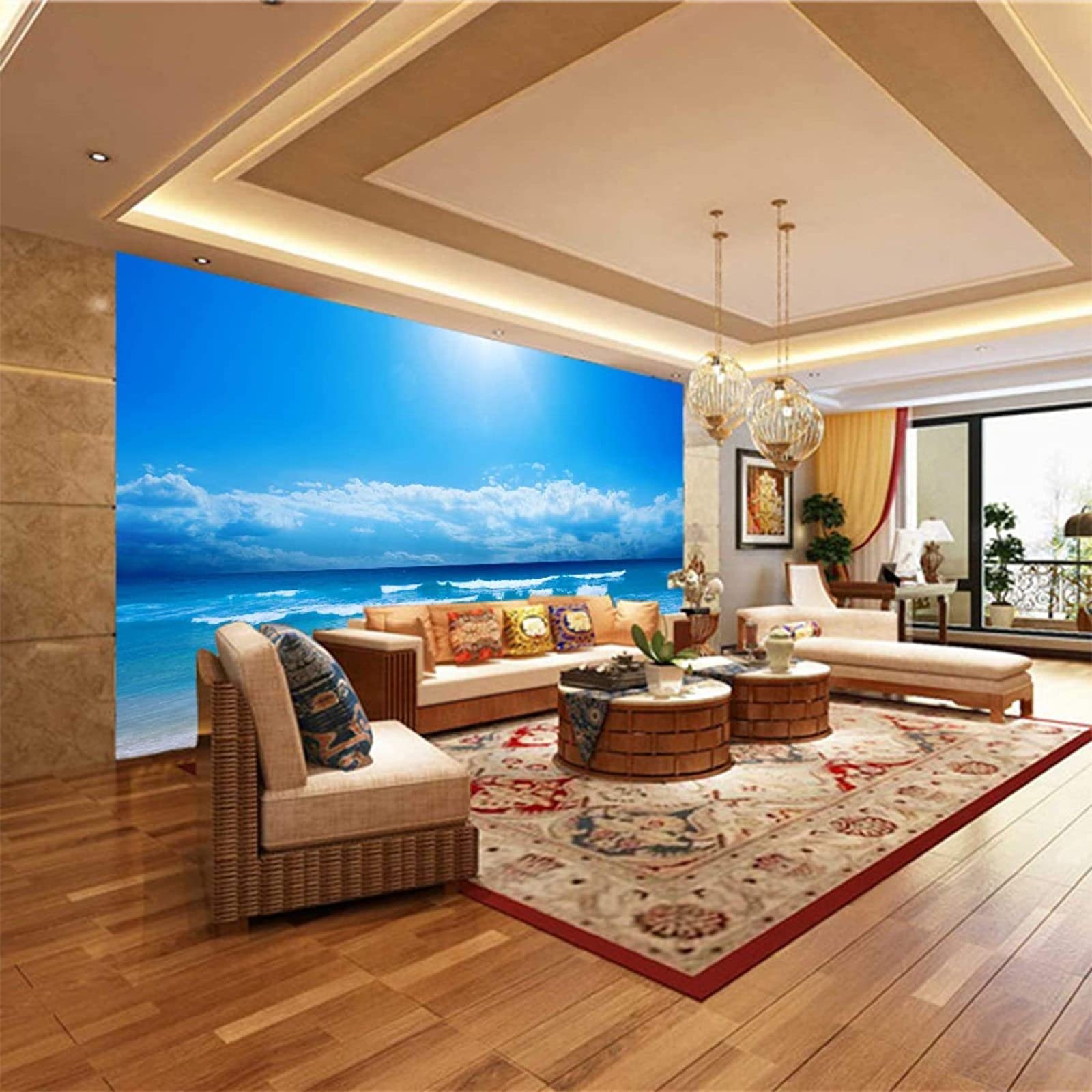 Carta Da Parati 3D Mare Cielo Blu Mare Livello Carta Da Parati Camera Letto Moderna Fotomurali 3D Gigante Murale Decorazione