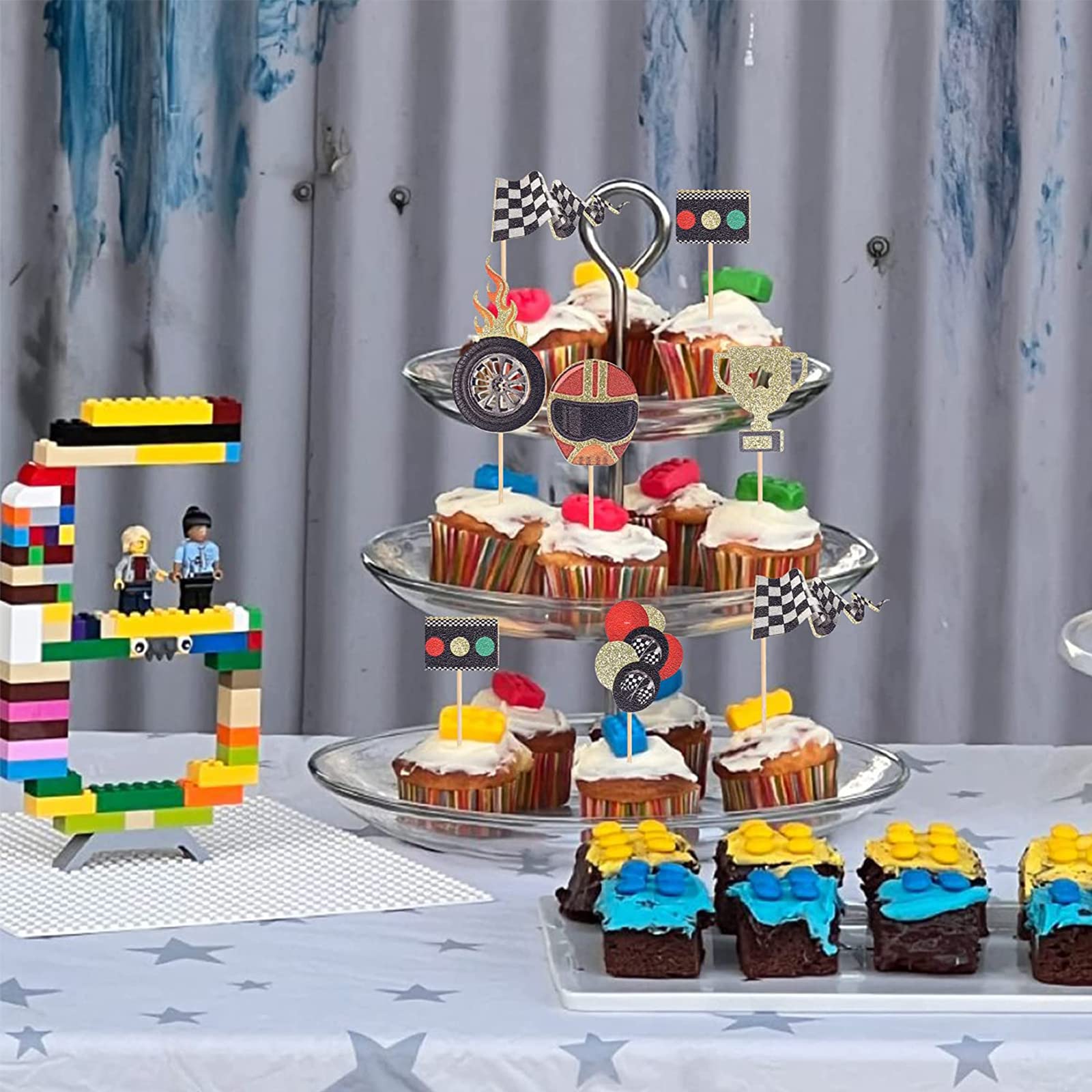 VIEVRE 18 Stuks Cars Taartdecoratie en Muffindecoratie - Motorfiets, Racewagen, Auto voor Verjaardag en Jongencars