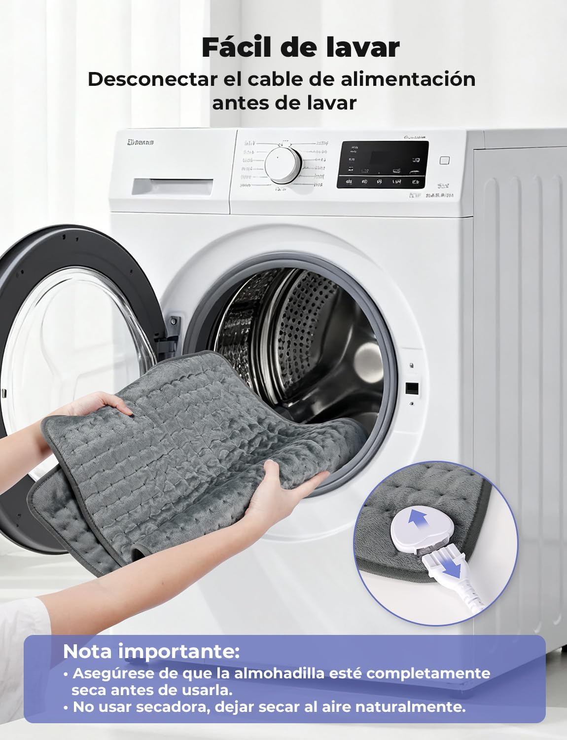 Manta Electrica 84x43 cm 6 Temperaturas 4 Configuraciones de Temporizador Calentamiento Rápido Lavable a Máquina Apagado Automático para Espalda Hombros Abdomen