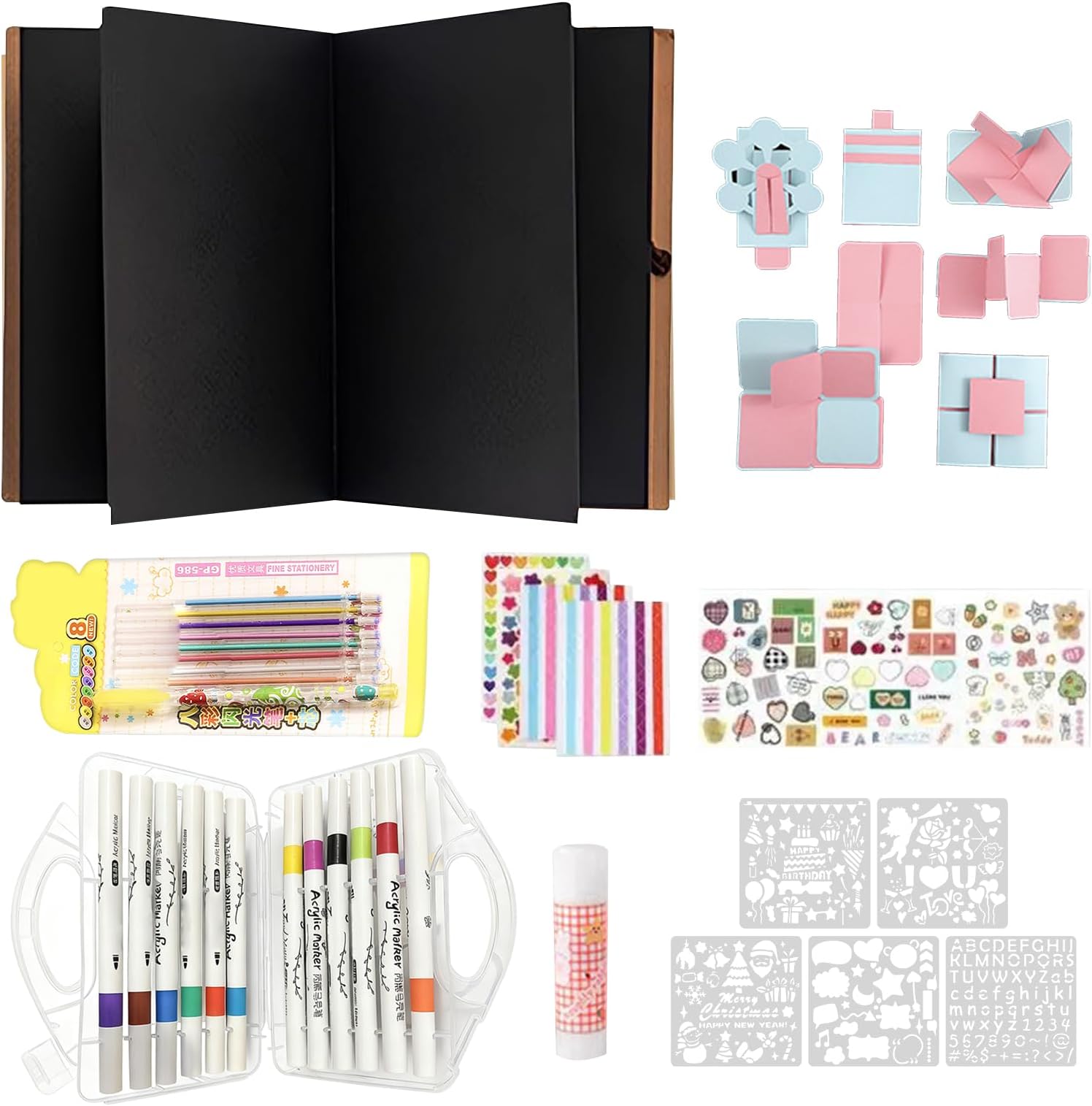 Foldable Scrapbook Album | Small Stretchable DIY Handmade Memory Book - Photo Crafts Collection Scrapbook Album | for Graduation Wedding Valentines Day Birthday
