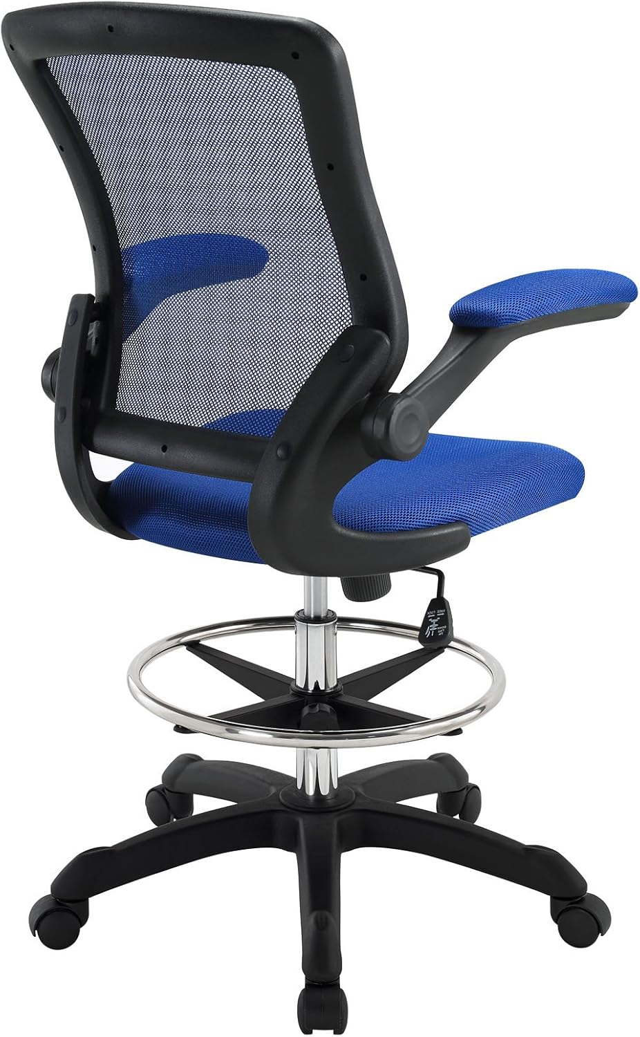 Modway Veer Drafting Chair - Reception Desk Chair - Flip-Up Arm Drafting Chair in Blue