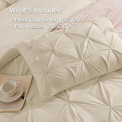 Miniatura 8 de Andency Juego de edredón rojo tamaño individual (66 x 90 pulgadas), 2 piezas (1 edredón de pintuck y 1 funda de almohada), juego de edredón plisado