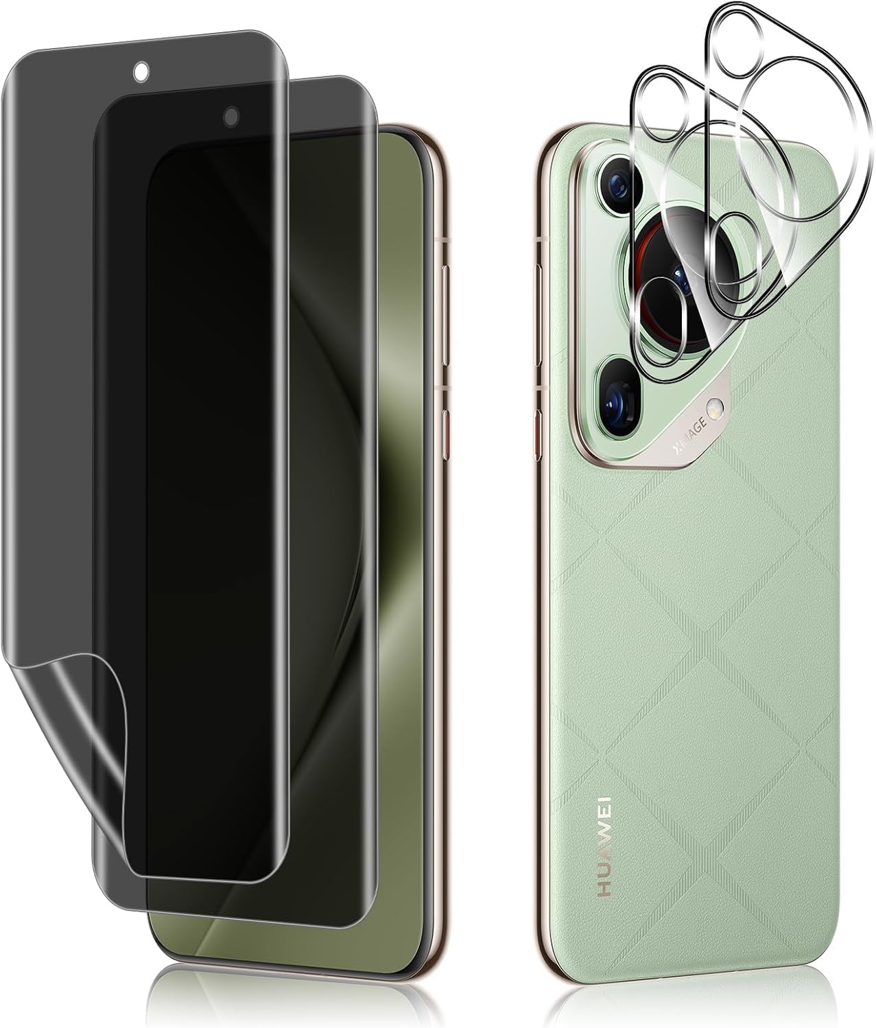 Privacy Screen Protector Compatible with Huawei Pura 70 Ultra, [2+2 Pack] Tempered Glass Camera Lens Protector, TPU Soft Anti-Spy Protective Film for Huawei Pura 70 Ultra