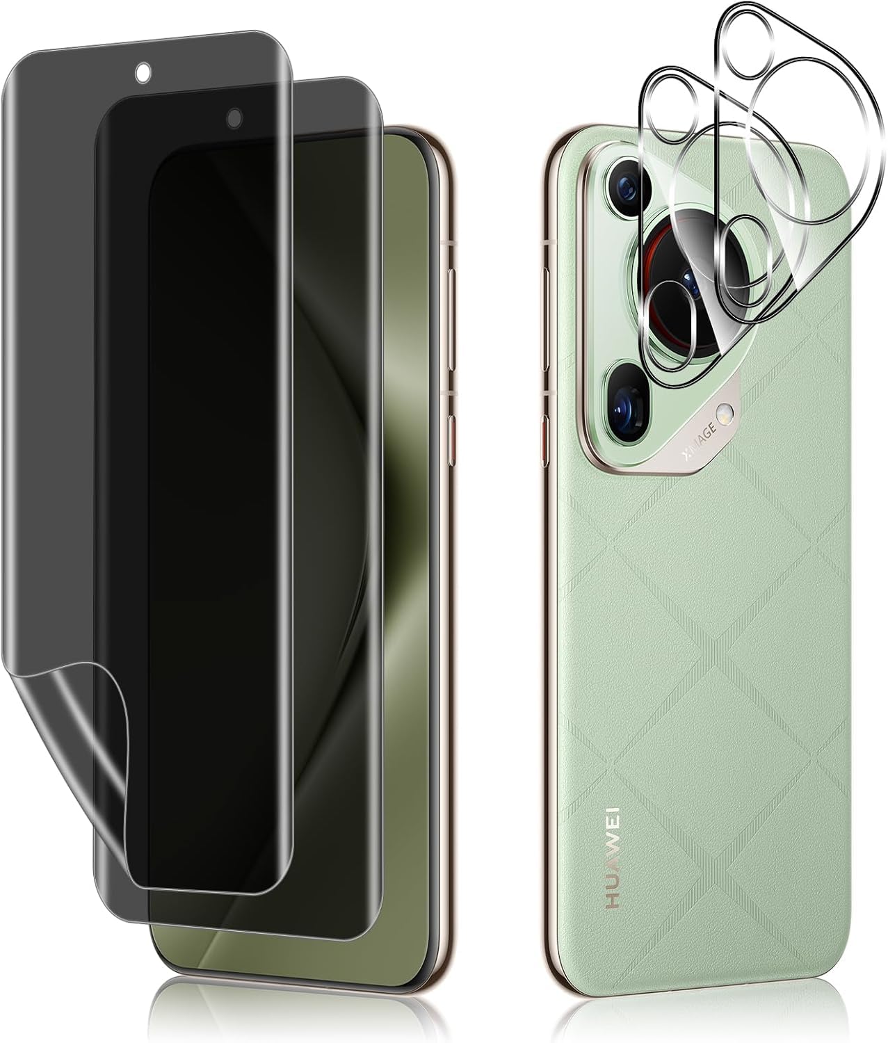 Privacy Screen Protector Compatible with Huawei Pura 70 Ultra, [2+2 Pack] Tempered Glass Camera Lens Protector, TPU Soft Anti-Spy Protective Film for Huawei Pura 70 Ultra