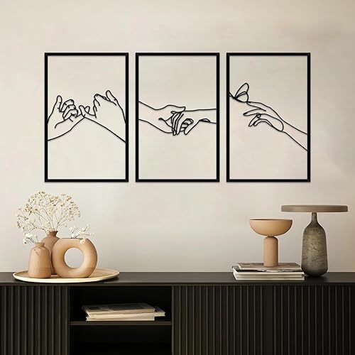 Miniatura 3 de Arte de pared de metal con forma de mano de cuerpo minimalista de líneas femeninas, esculturas de pared modernas de línea abstracta para el hogar,