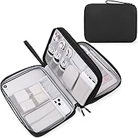 Vista 16 de FYY Organizador para cosas electrónicas, para viajes, para cables, cargadores, celular y auriculares, estuche portátil, impermeable, doble capa