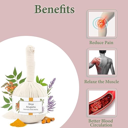 Miniatura 3 de Masajeador manual de hierbas ayurvédicas 100% naturales, alivio del dolor, rodilla, relajación muscular, cuello, espalda, piernas, aumenta la