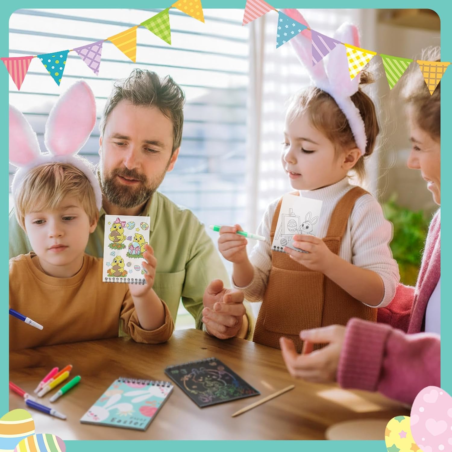 24 Pack Easter Classroom Gifts for Students Rainbow Scratch Crafts Art Mini Coloring Books School Classroom Crafts Prize Teacher Gifts Bulk Easter Basket Stuffers Party Favors for Kids - Image 6