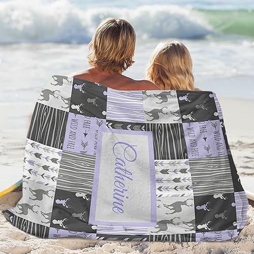 Miniatura 5 de ColorAce Manta personalizada con nombre para niños y adultos, manta personalizada con nombre para bebé, niña, niño, manta de bosque personalizada,