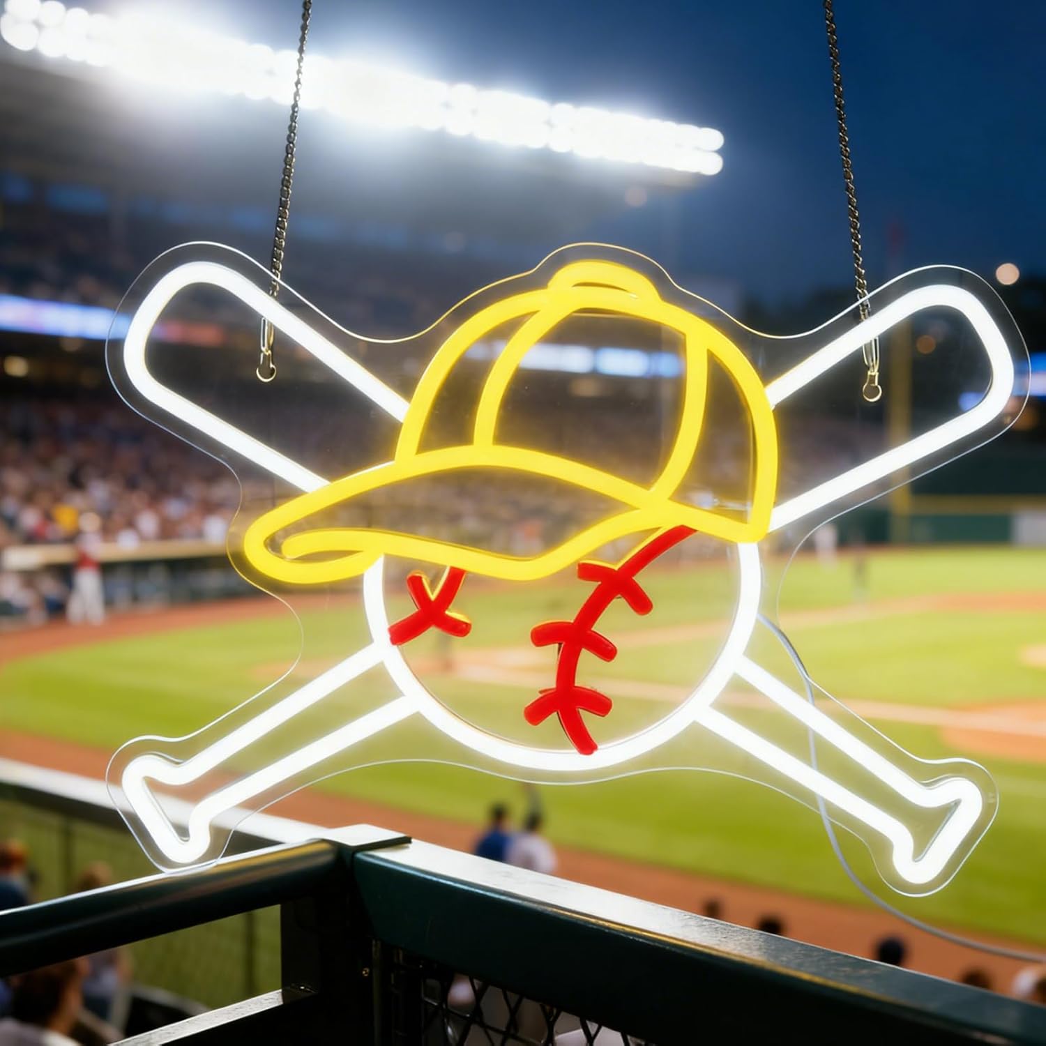 Baseball Neon Sign for Boys Room Decor, LED Wall Light for Sports Fans, Dimmable Baseball Light Up Sign for Game Room, Locker Room, Bedroom, College Club, Man Cave, Gift for Baseball Lovers